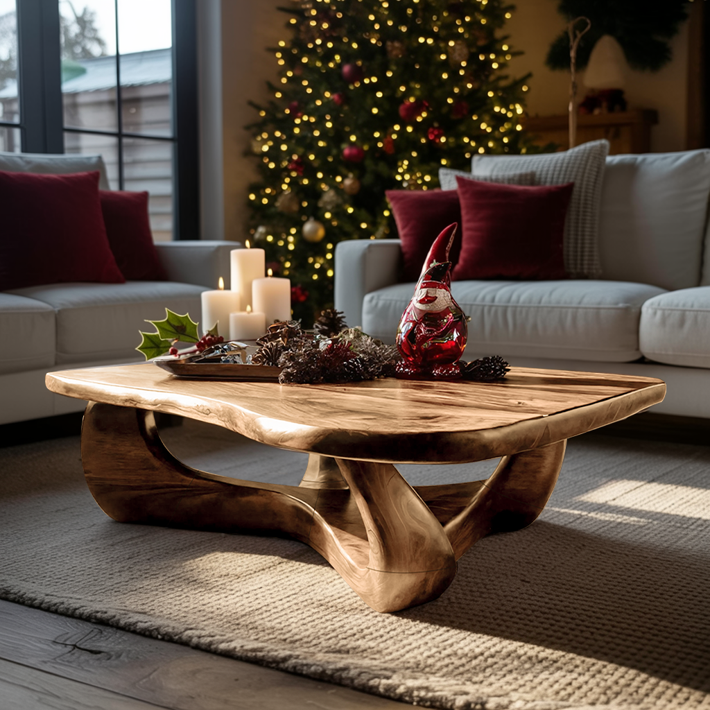 Rustic Wooden Live Edge Coffee Table For Holiday Home Furniture SILDTTRCCF017