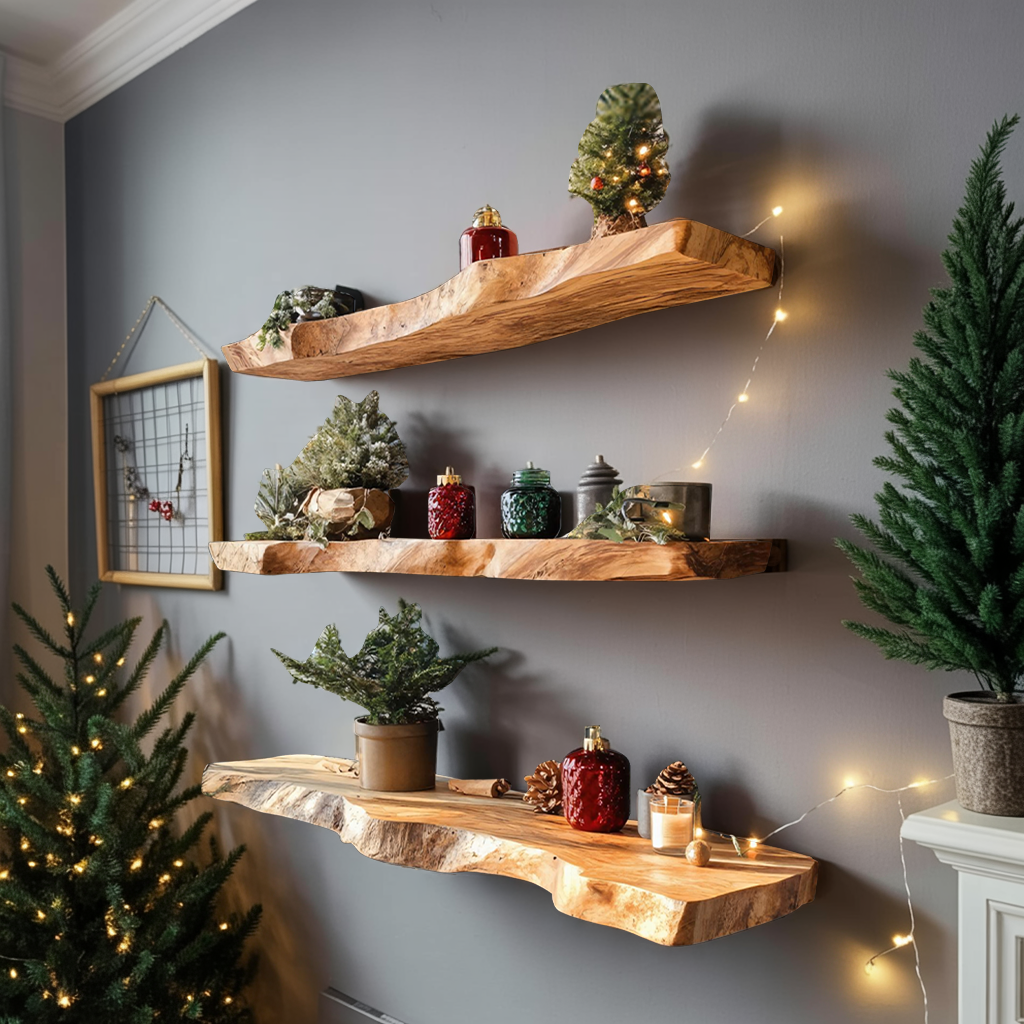 Handcrafted Wooden Floating Shelf For Entryway Christmas Design SILDTTNCFL011