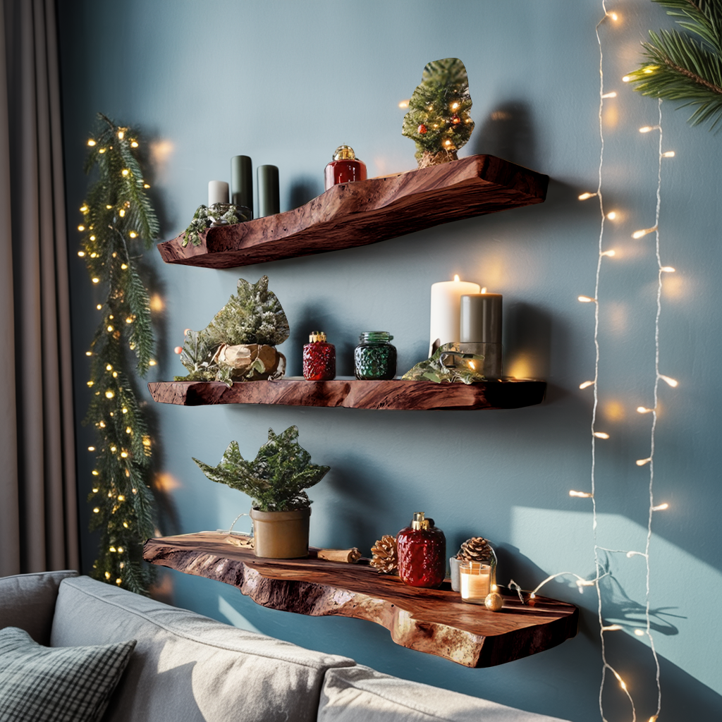 Handcrafted Wooden Floating Shelf For Entryway Christmas Design SILDTTNCFL011