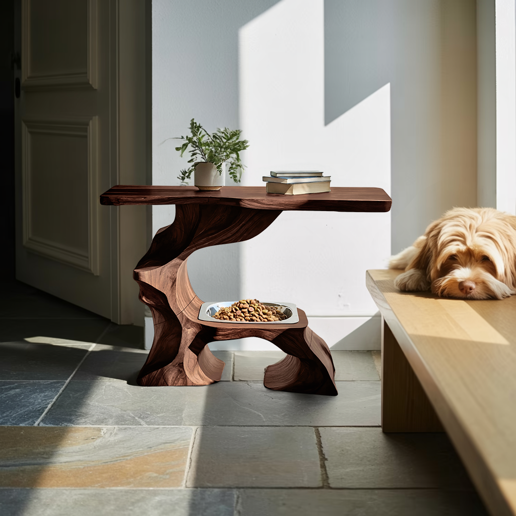 Farmhouse Style Wooden Dog Bowl For Pet Feeding SILDTTNDBS011