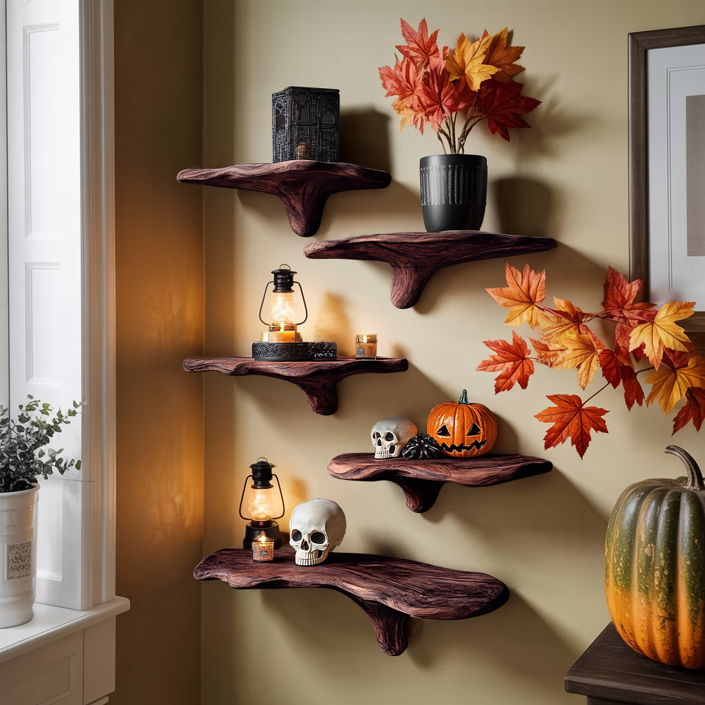 Mid Century Live Edge Mushroom Shelf Halloween Bedroom Styling SILDTTRHMR021