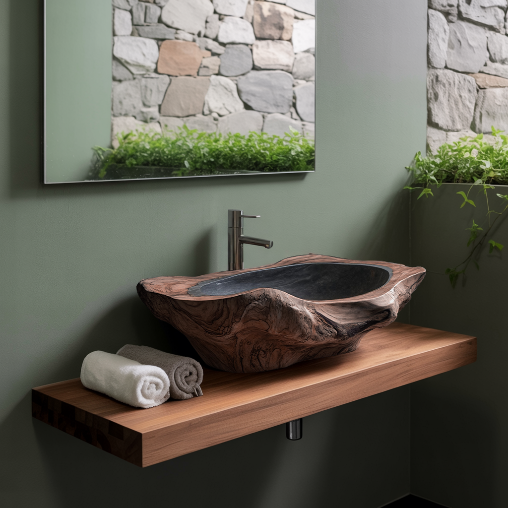 Handcrafted Solid Wood Sink For Bathroom Design Upgrade SILDTTNVS016