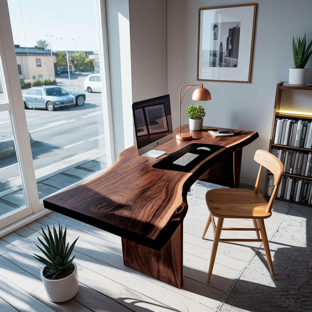 Modern Organic Curved Office Desk For Executive Or Creative Workspace SITHTTDE026