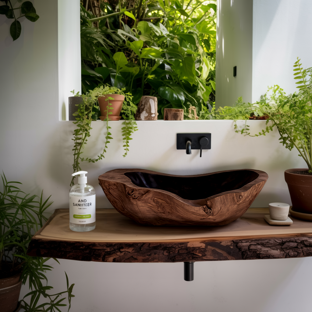Handcrafted Wooden Vessel Sink For Bathroom Art Decor SILDTTNVS014
