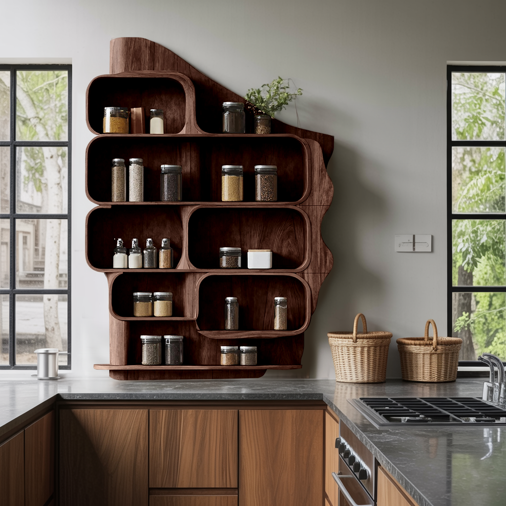 Handmade Wooden Spice Rack For Farmhouse Kitchen Wall SILDTTRSRS008
