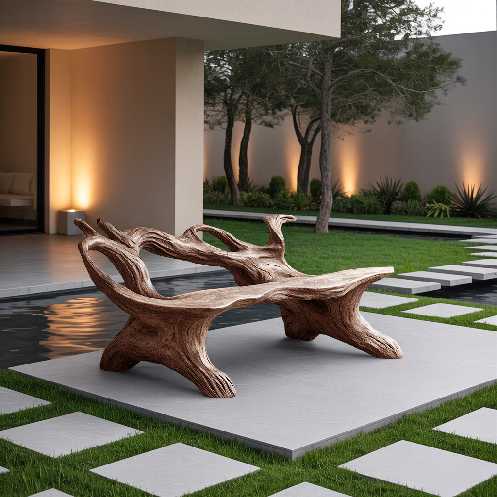 Farmhouse Branch Bench For Comfortable Living Room Seating SILDTTNBRB011