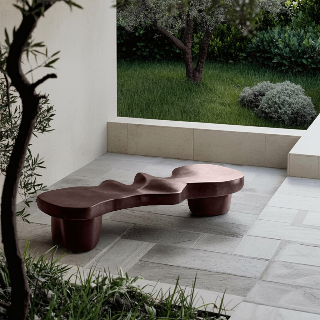 Contemporary Sculptural Wood Bench For Modern Living Room Or Gallery SITHHNCHR009