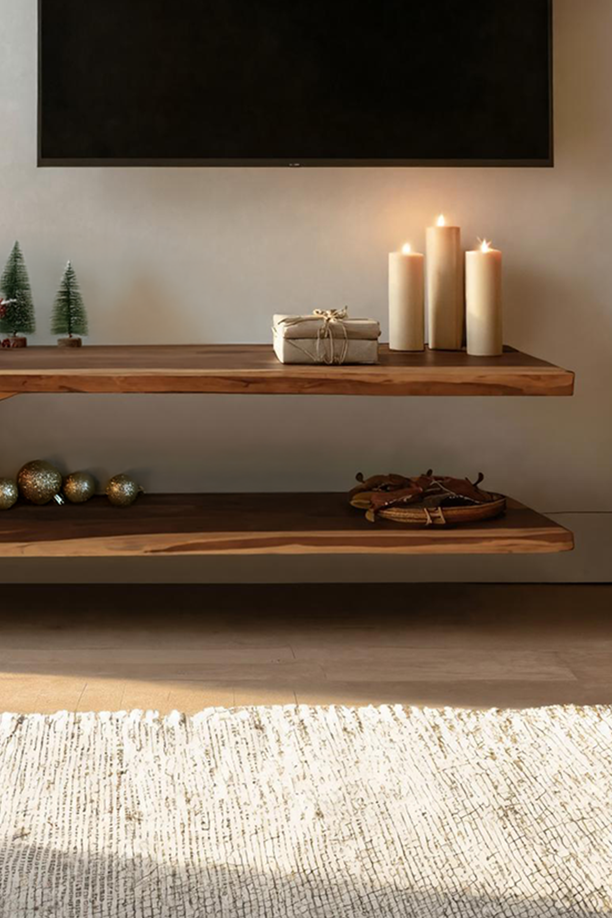 Mid Century Wooden TV Console For Christmas Tree Living Room Decor SILDTTNCTV010