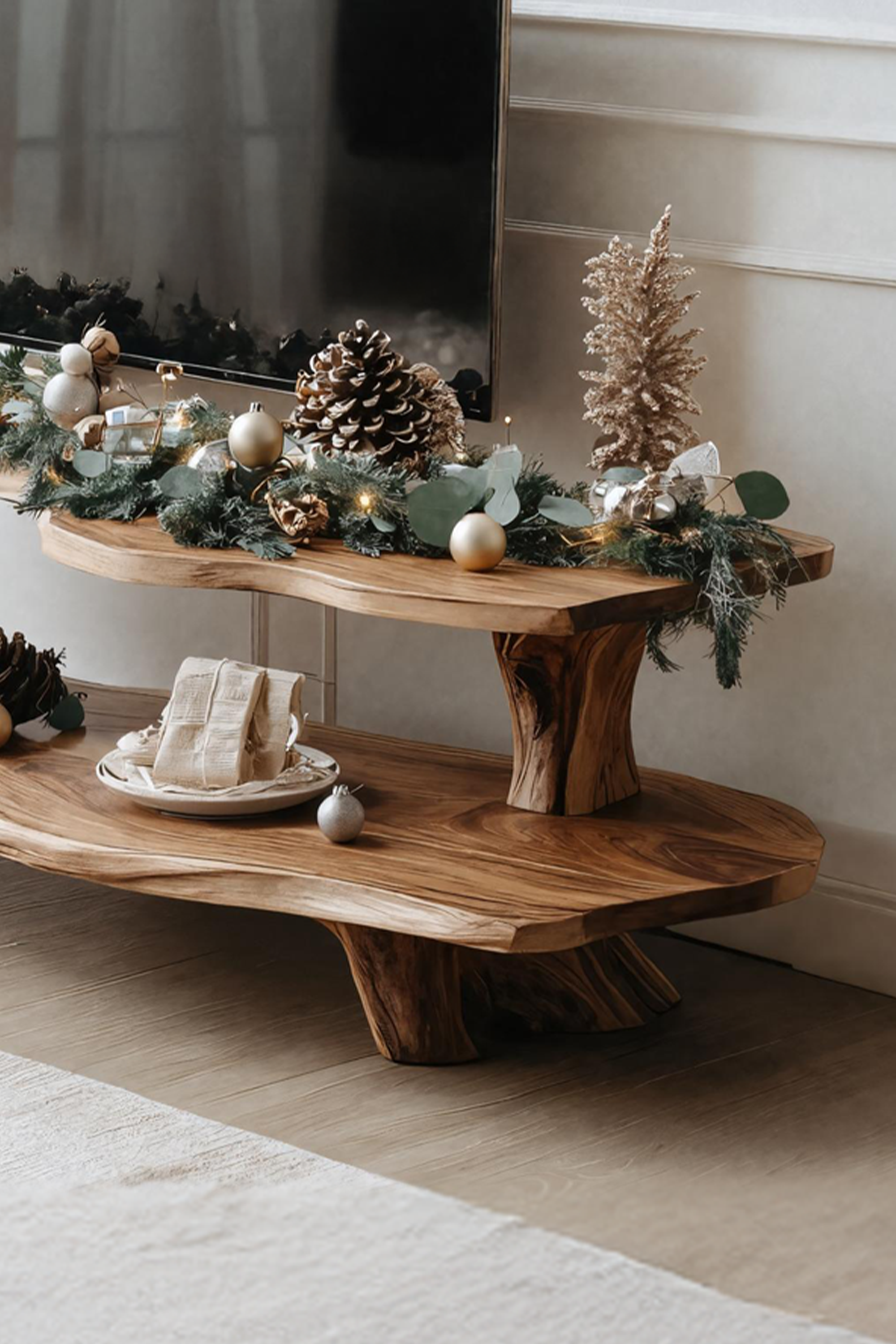 Handcrafted Solid Wood TV Console For Christmas Living Room Furniture SILDTTNCTV007