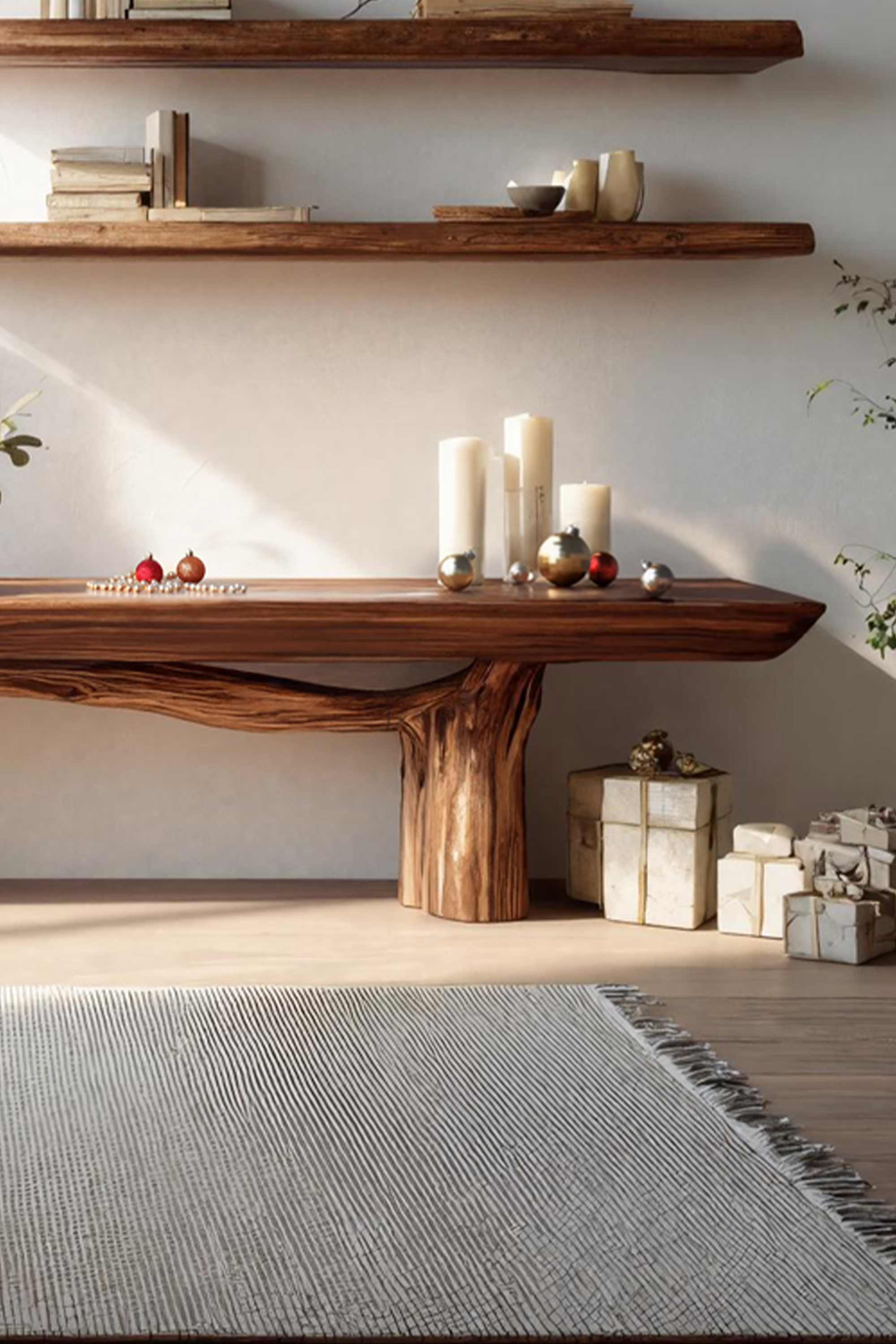 Mid Century Wooden Live Edge TV Console For Holiday Entryway Design SILDTTNCTV005