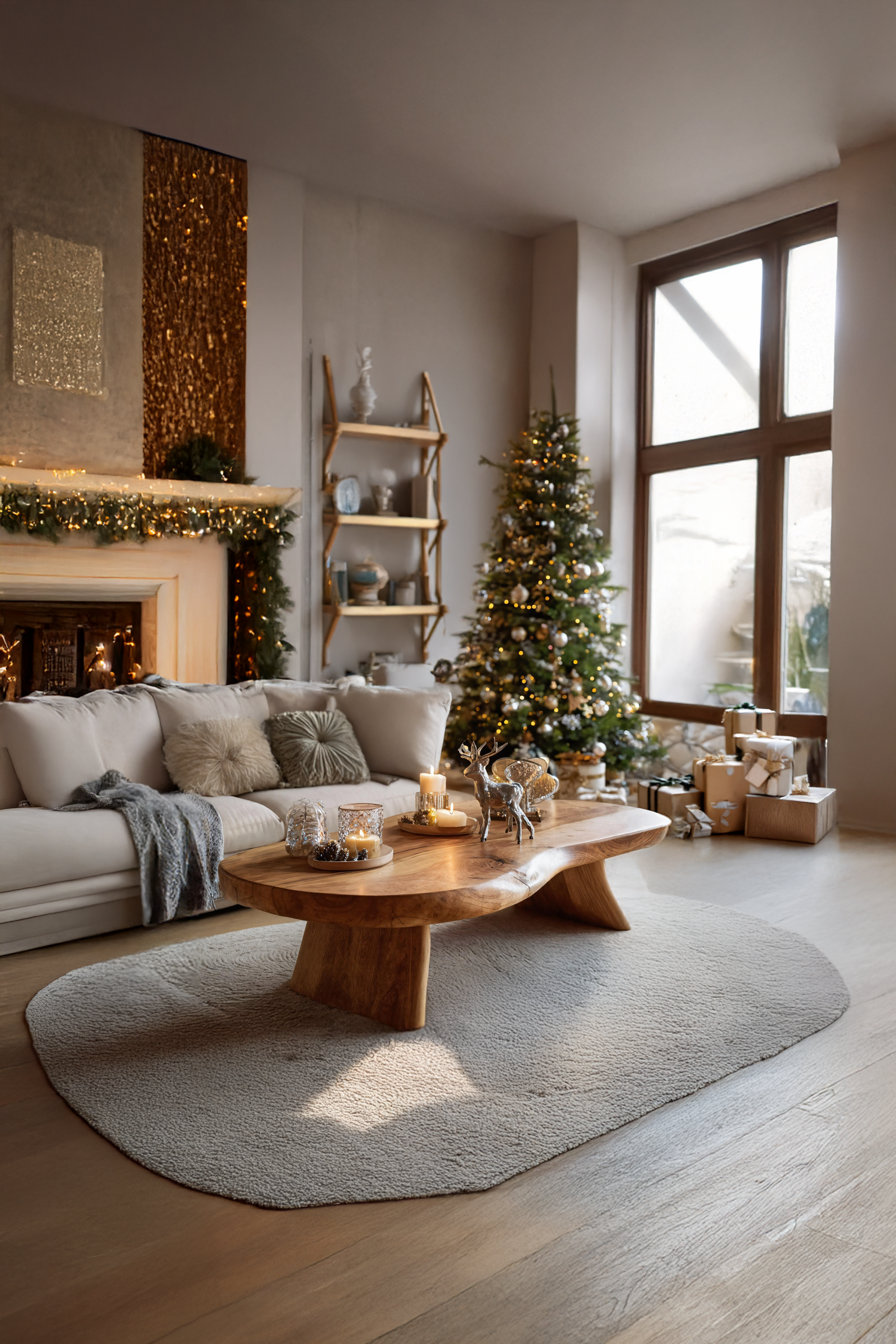 Handcrafted Rustic Solid Wood Coffee Table For Christmas Accent SILDTTRCCF013