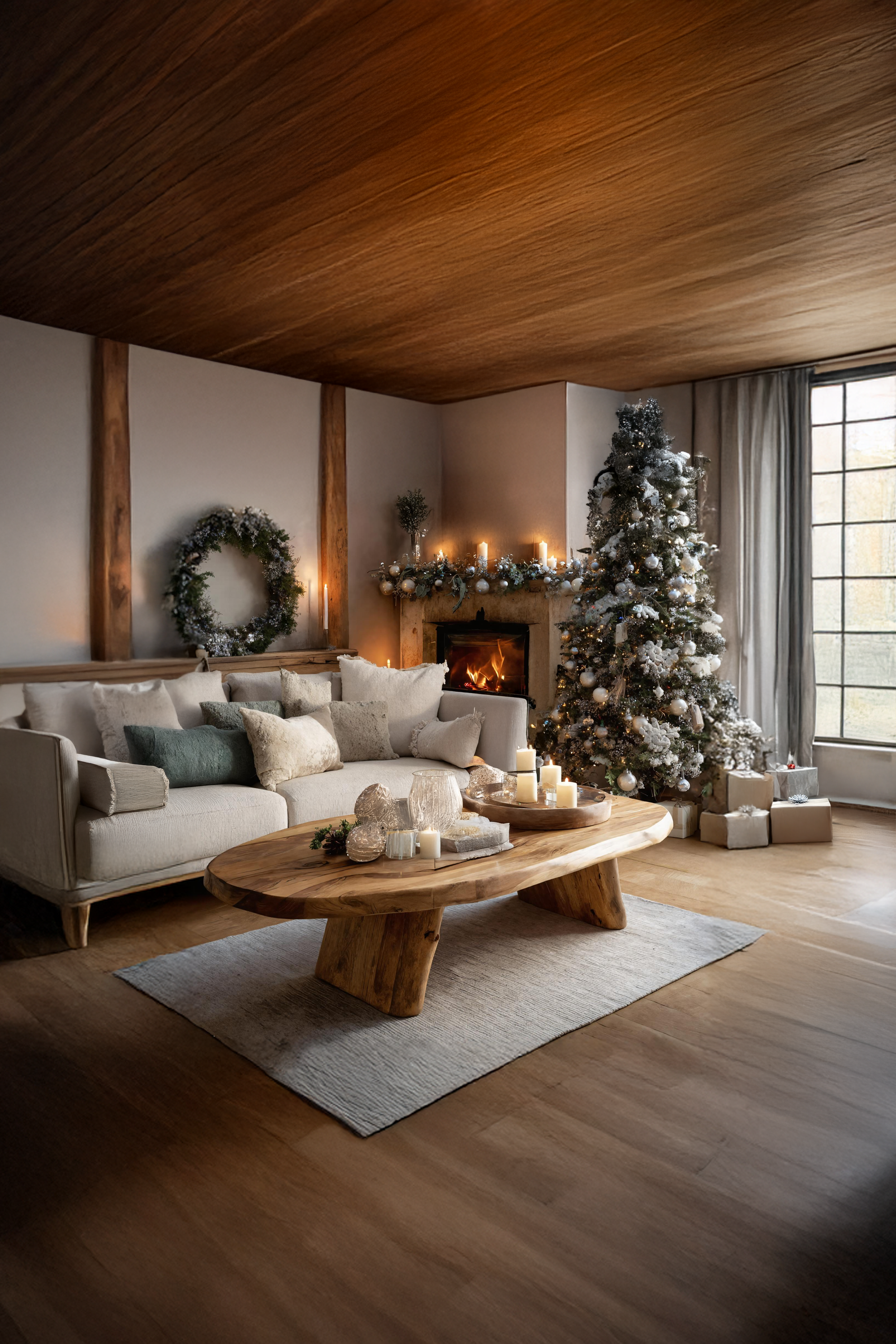 Rustic Handcrafted Wooden Coffee Table For Christmas Living Room SILDTTRCCF009