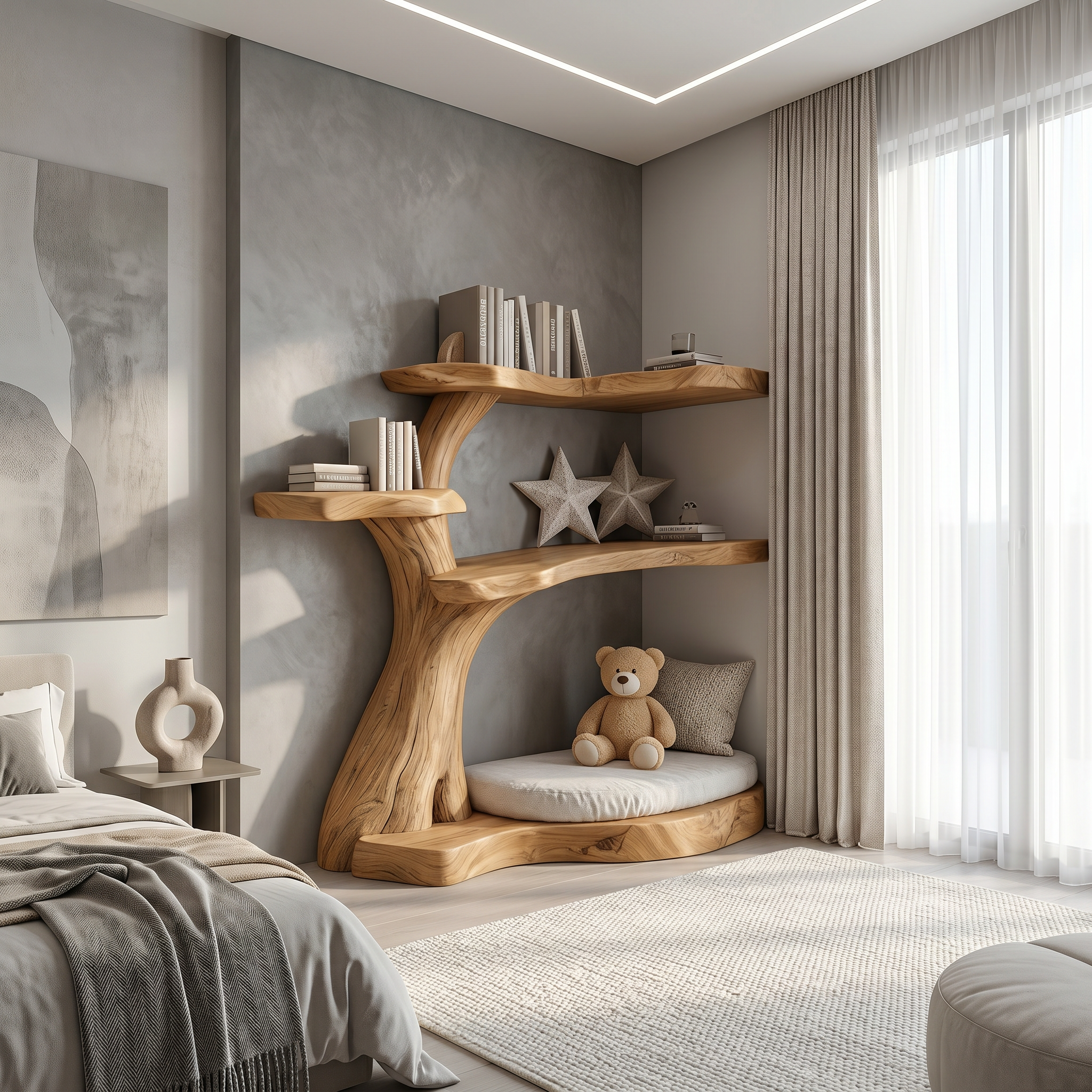Rustic Corner Tree Bookshelf Kids Room Nursery SINLSATB310