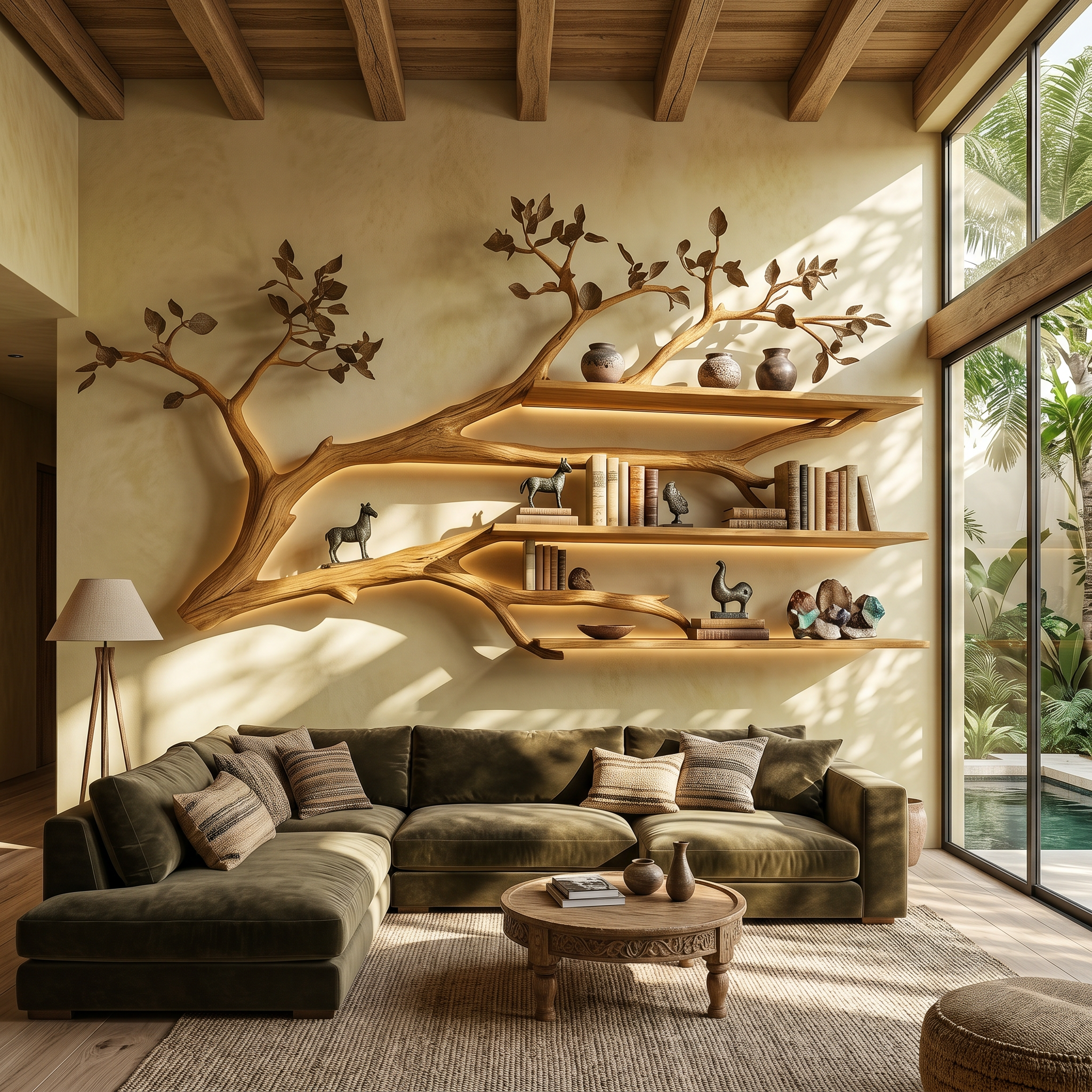Rustic Tree Branch Floating Shelf Living Room SINLSATBS038