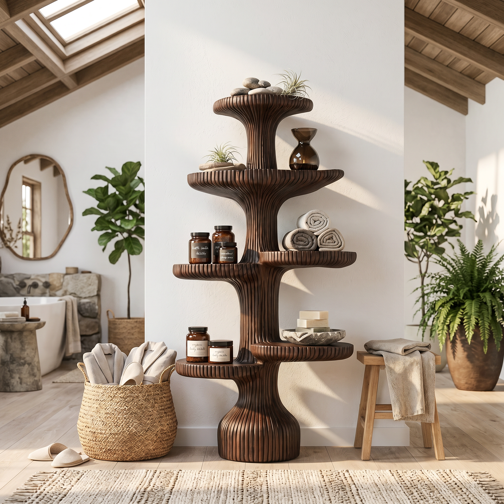 Sculptural Tiered Tree Shelf Living Room Interior Artistic Feature SINLSATB615