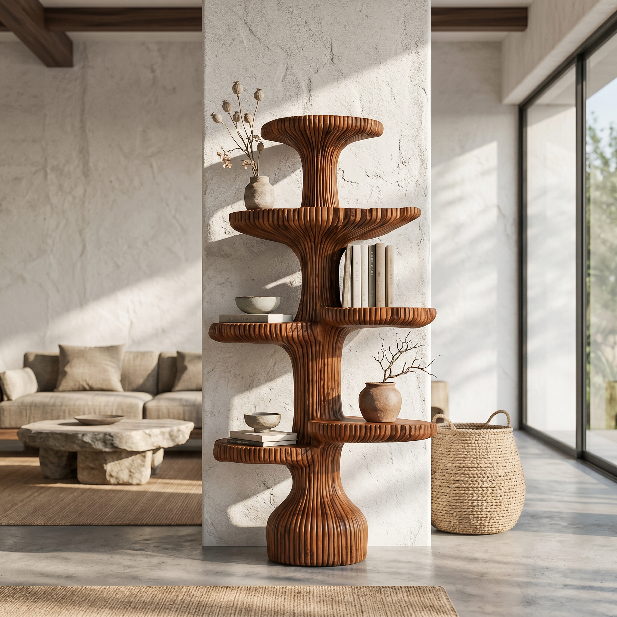 Sculptural Tiered Tree Shelf Living Room Interior Artistic Feature SINLSATB615