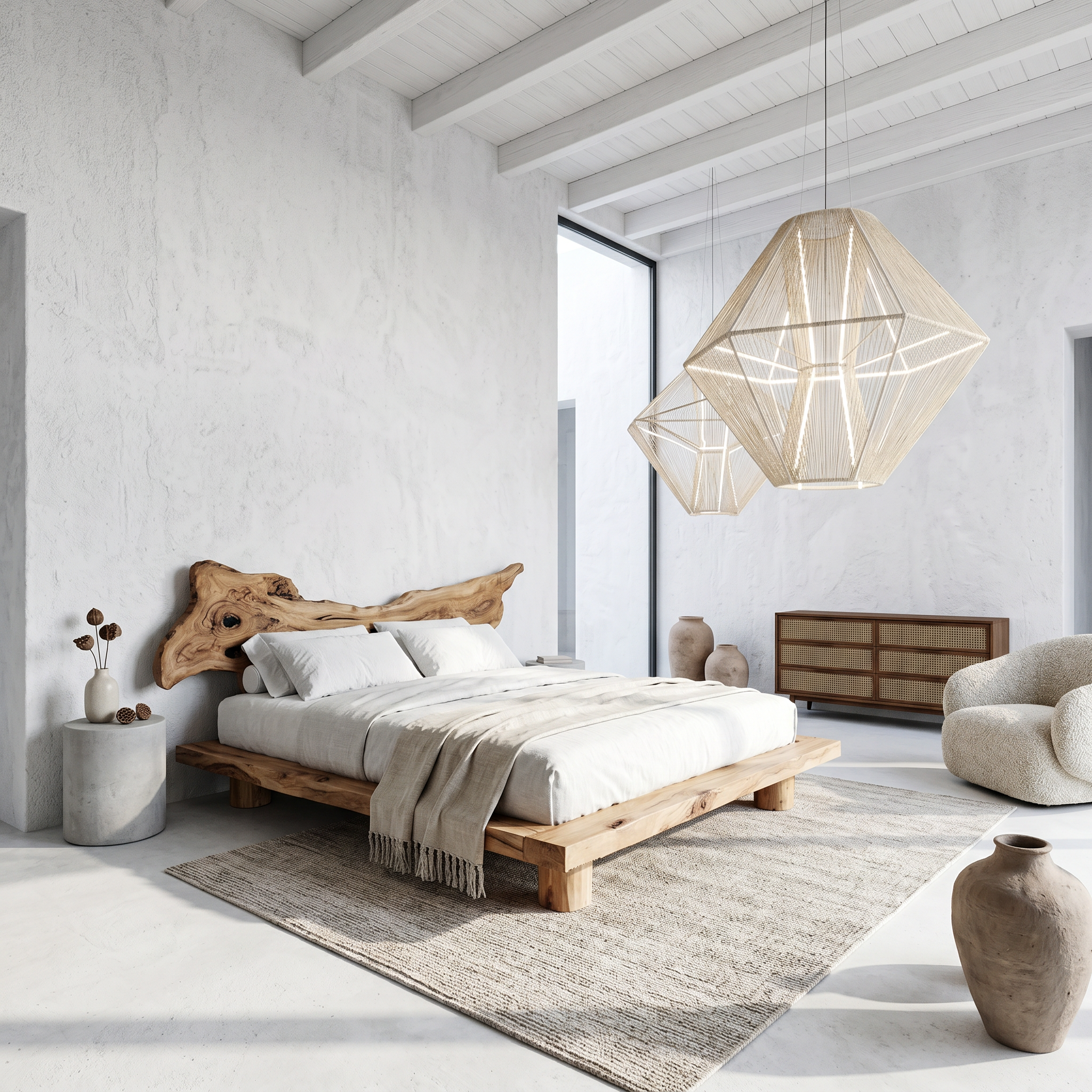 Rustic Platform Bed King Room SINLSAWB020