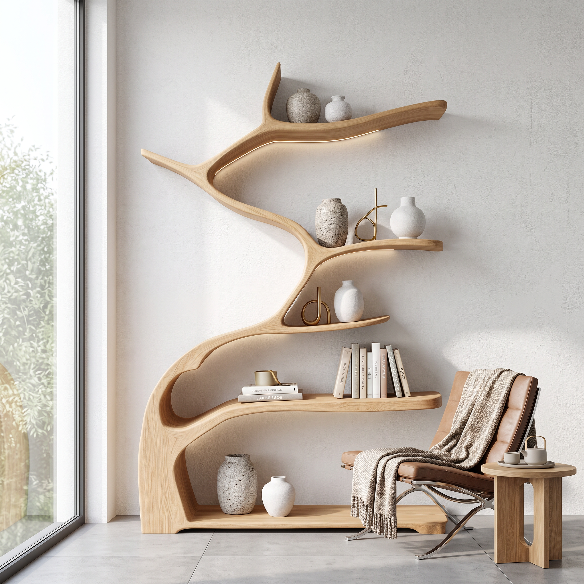 Tree Bookshelf Wooden Live Edge Rustic Farmhouse Gift SINLSATB189