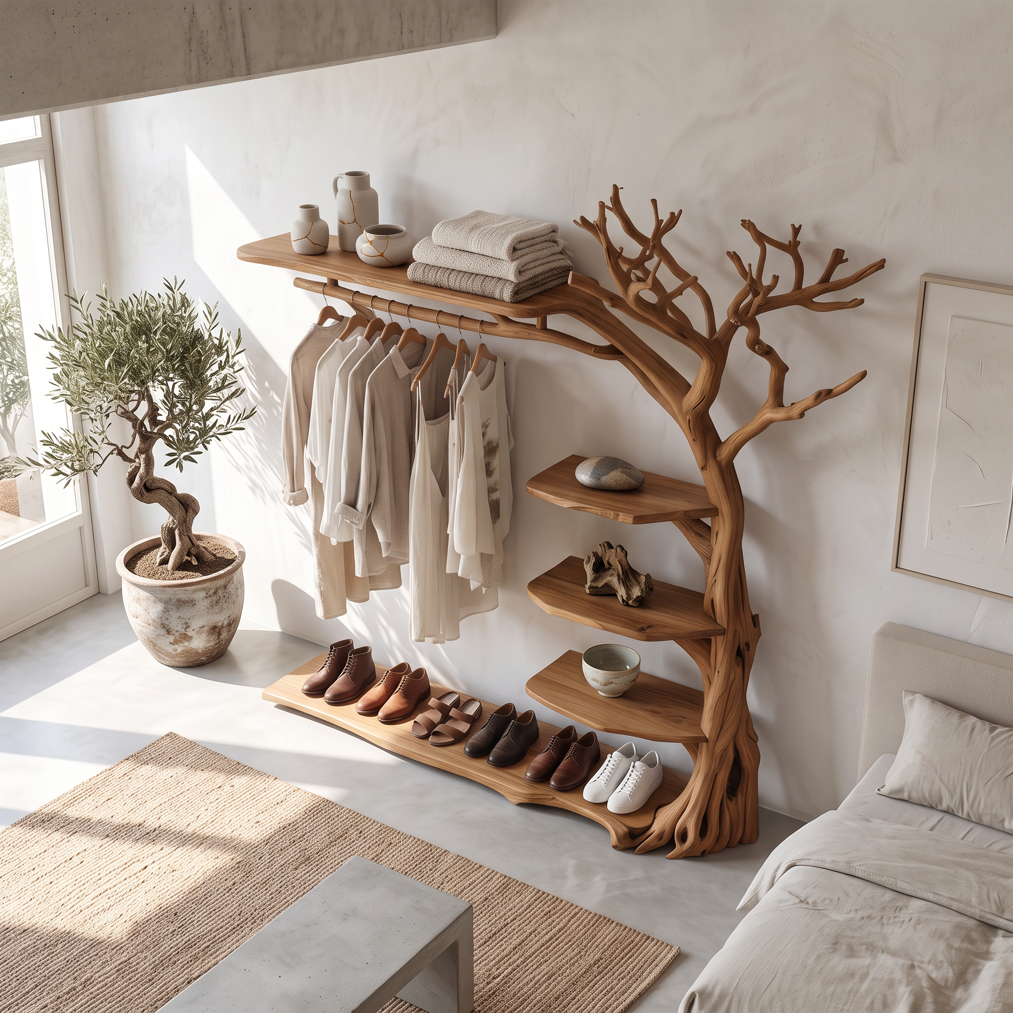 Rustic Coat Rack Shoe Shelf Entryway SINLSATB214