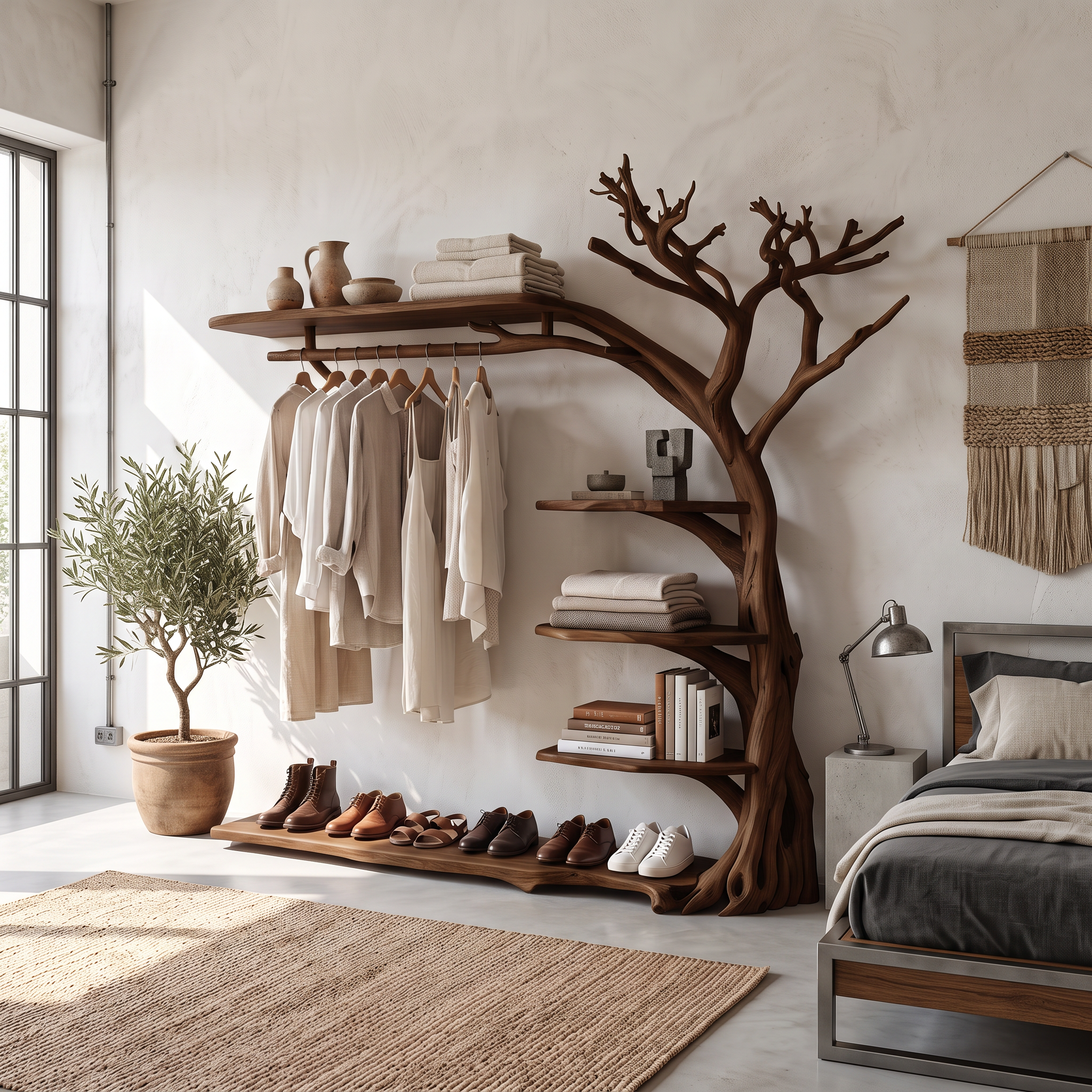 Rustic Coat Rack Shoe Shelf Entryway SINLSATB214