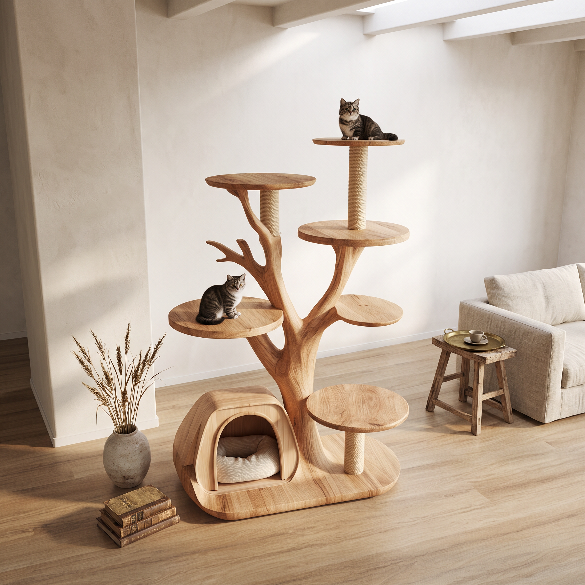 Rustic Tree Cat Tower Modern Living Room SINLSATT043