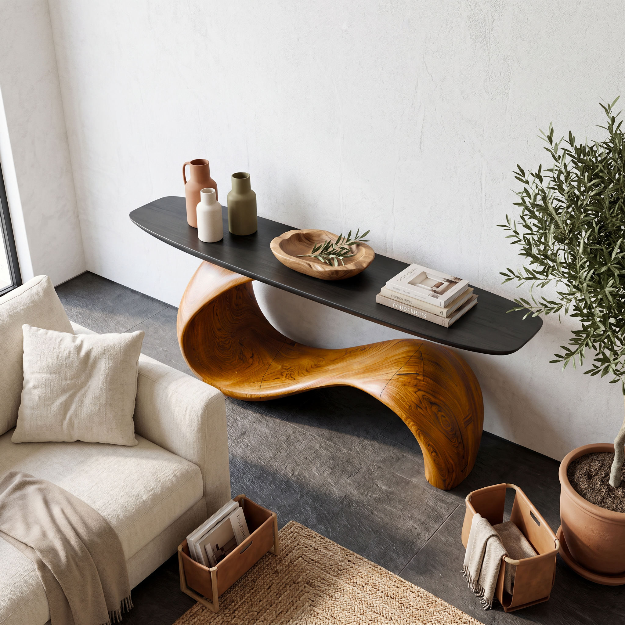 Midcentury Sculptural Console Table Entryway SINLSACS108