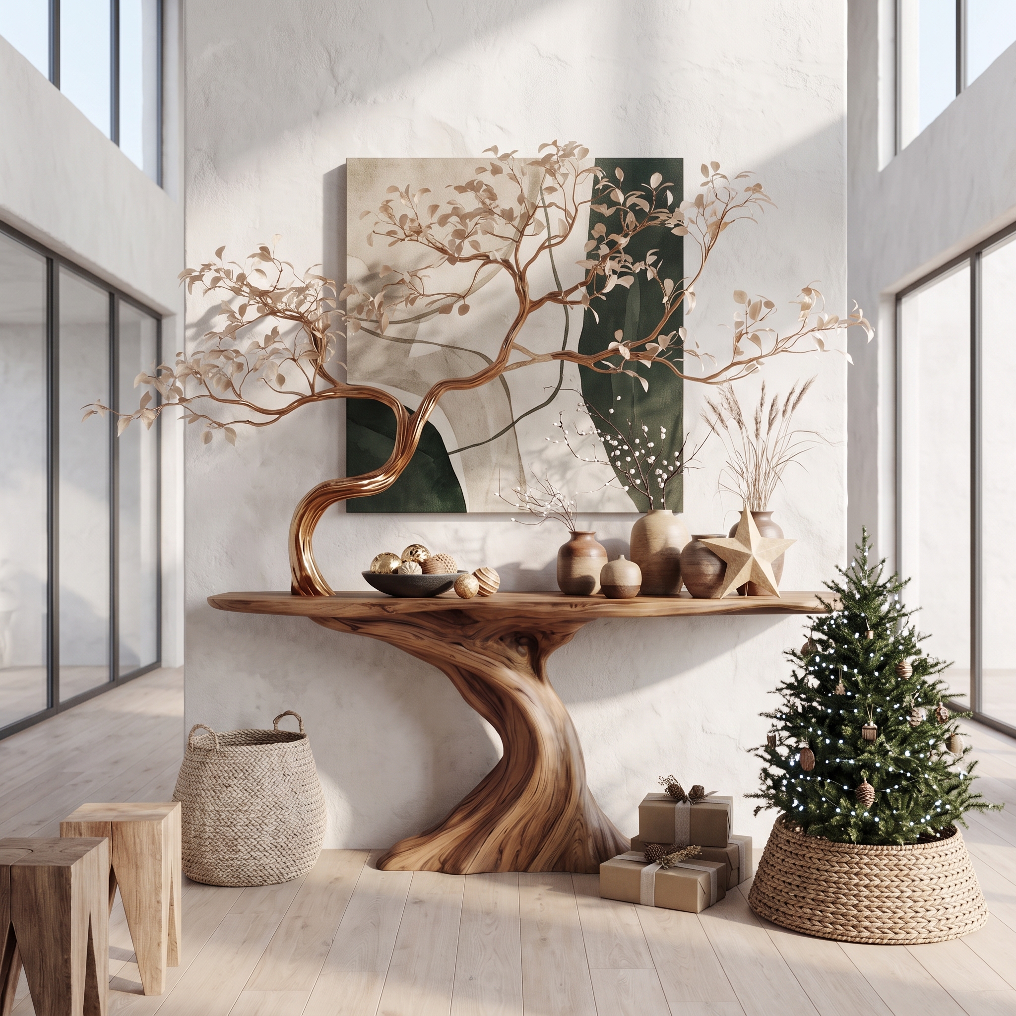 Midcentury Tree Console Table Entryway SINLSACS113