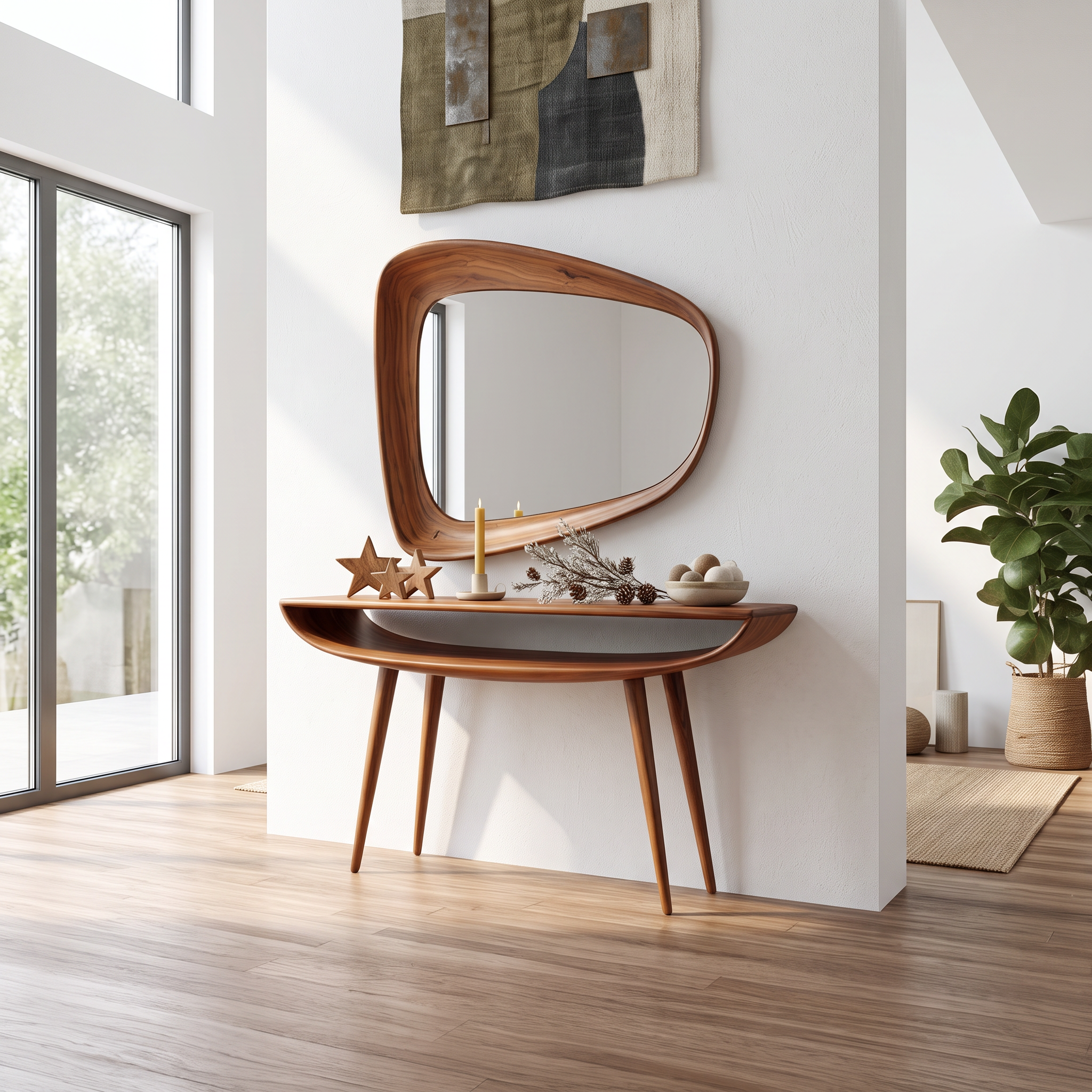 Mid Century Curved Console Table For Entryway And Bedroom SINLSACS152