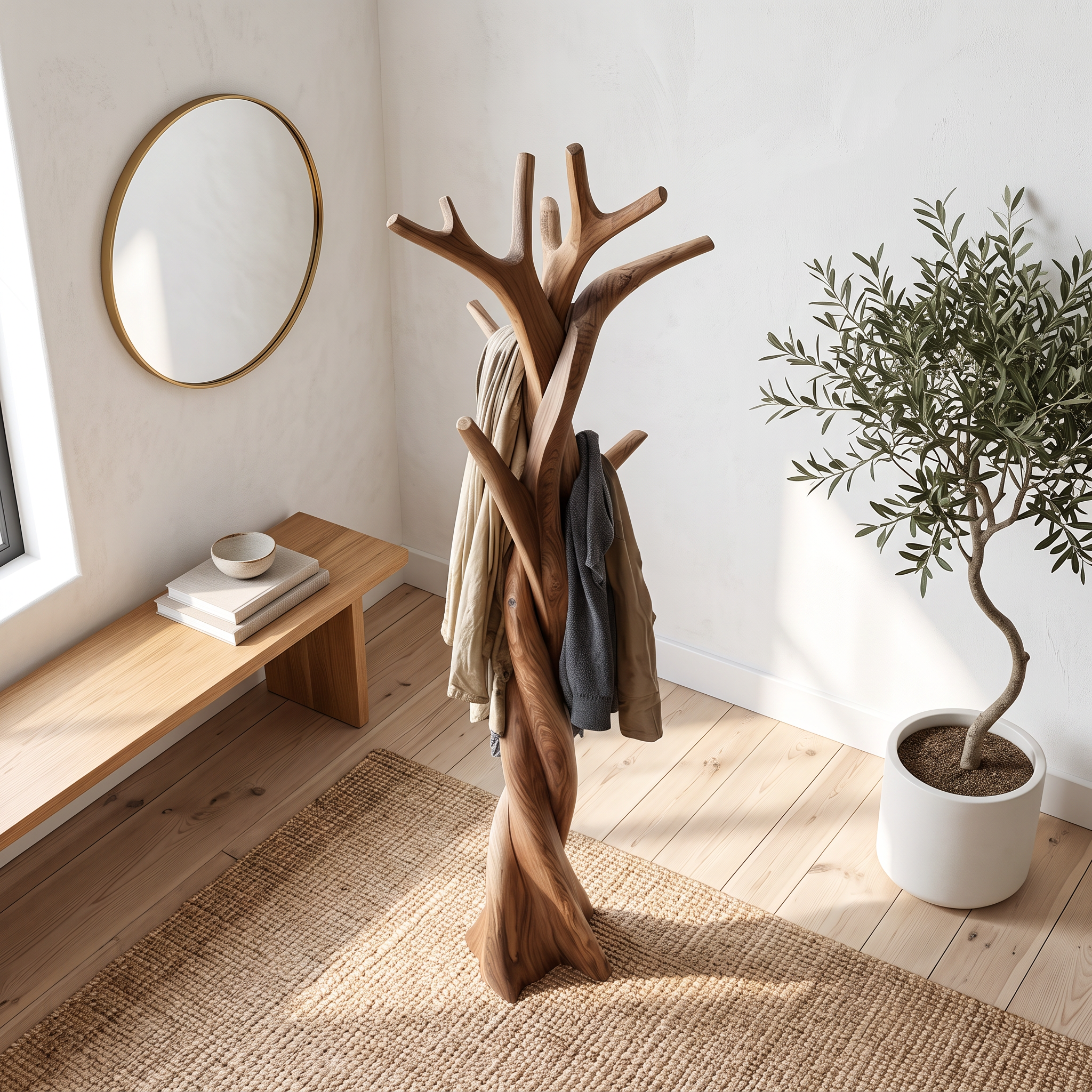Rustic Twisted Tree Coat Rack Christmas Holiday Entryway Decor SINLSATCR079