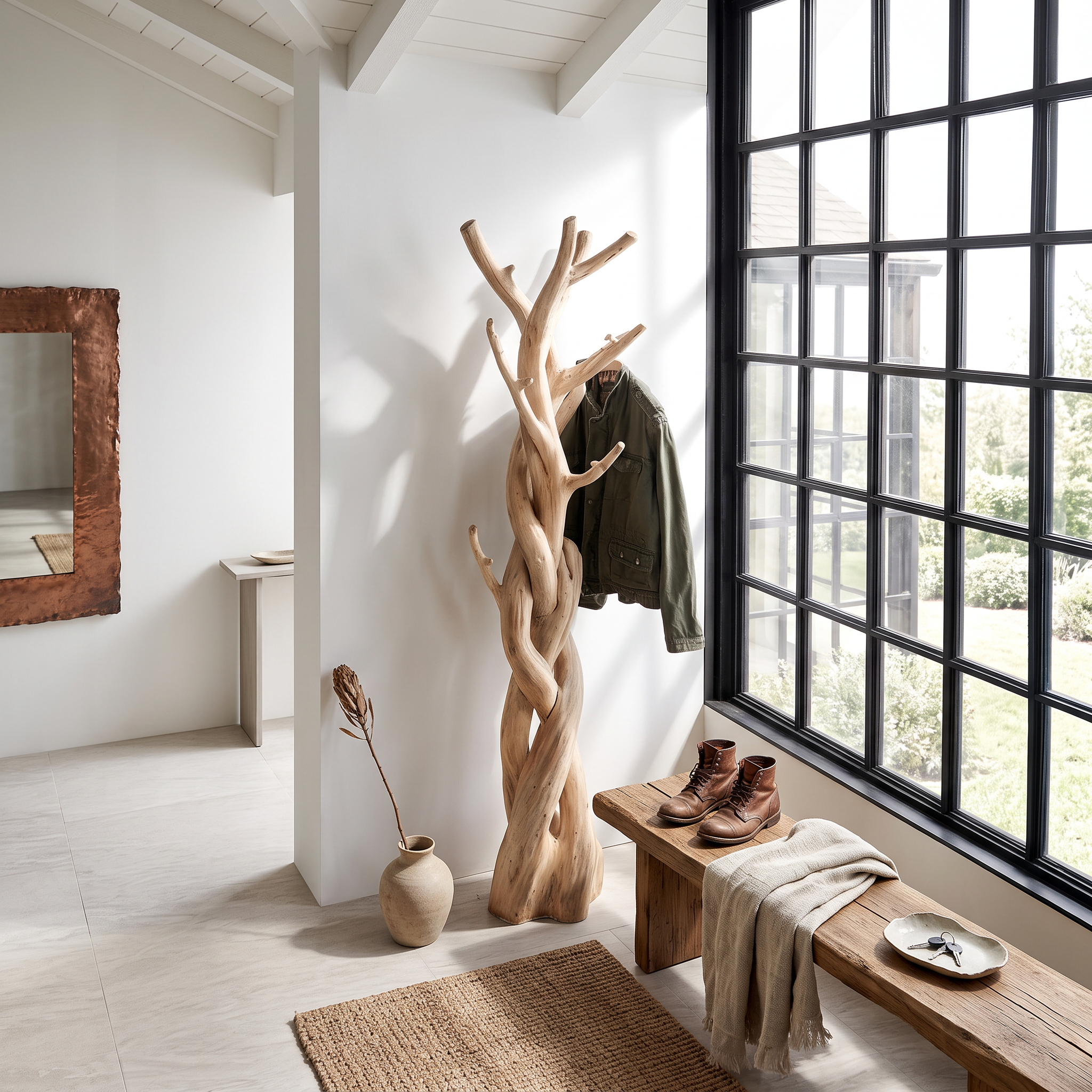 Rustic Tree Coat Rack Bedroom Closet SINLSATCR012