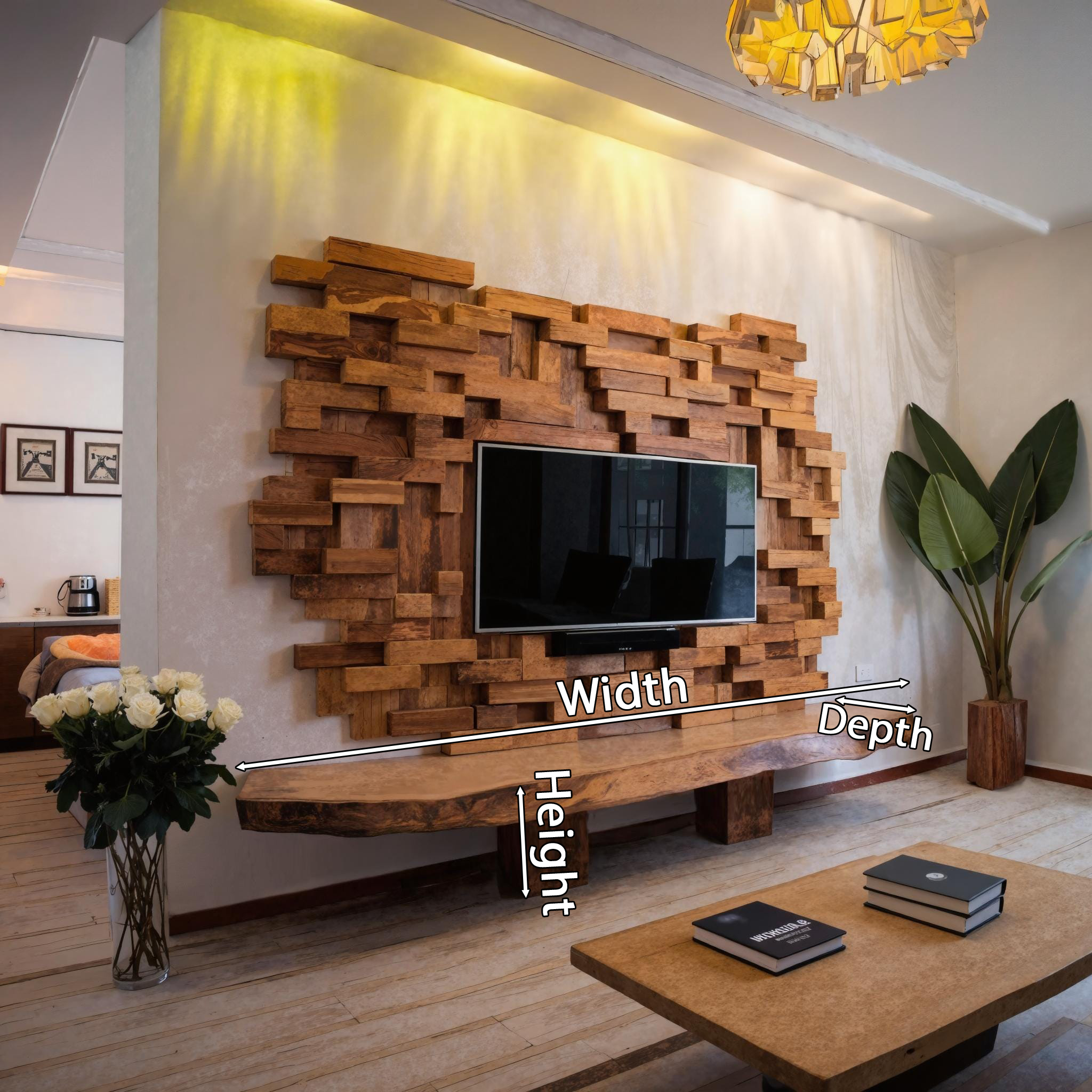 Modern Artistic TV Wall Panel For Living Room Display SITHTVC008