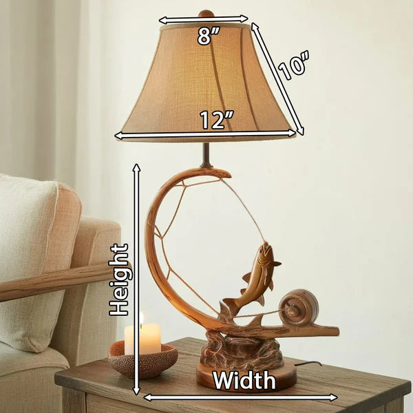 Rustic Fishing Table Lamp For Cabin Living Room Decor SITHLAM034