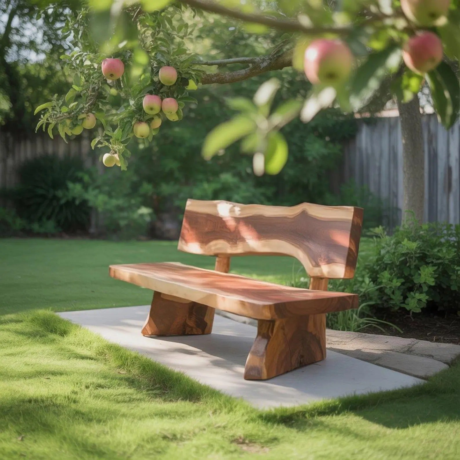 Rustic Garden Bench With Live Edge For Patio Orchard Or Backyard SITHCHR033