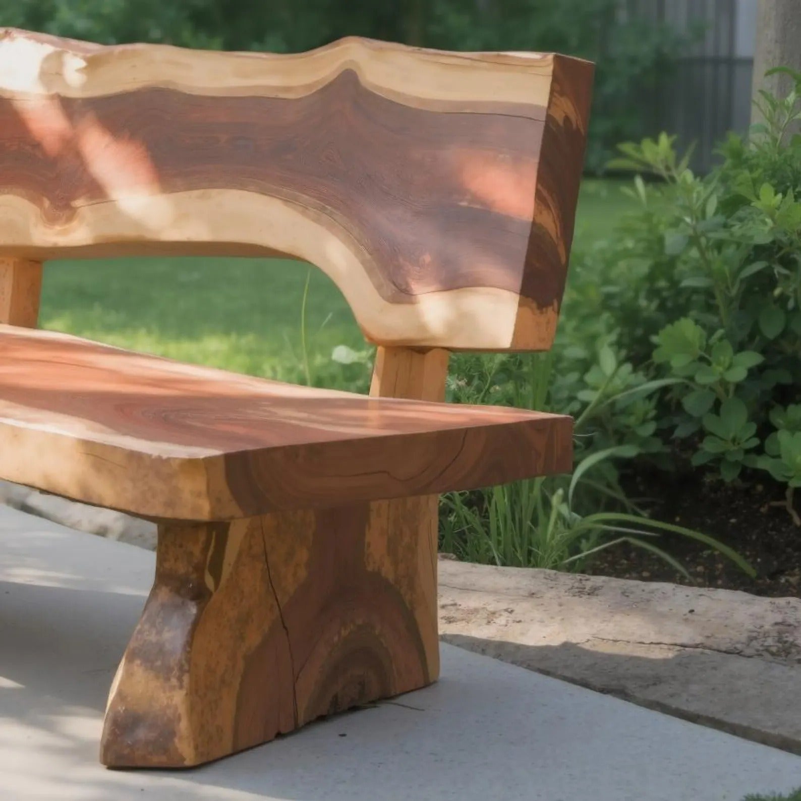 Rustic Garden Bench With Live Edge For Patio Orchard Or Backyard SITHCHR033