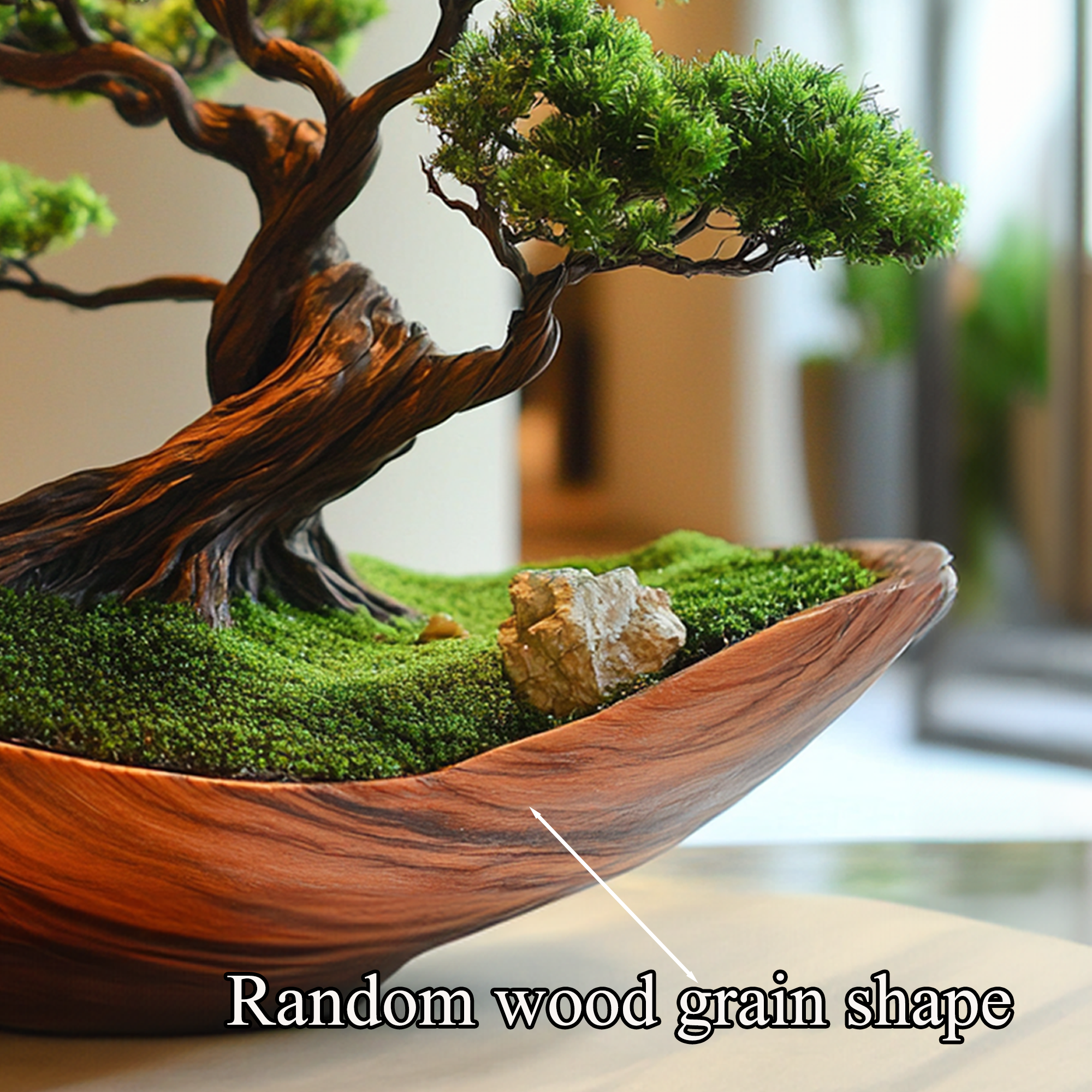 Moss Preserved Wooden Planter Driftwood Bowl SINLBD012