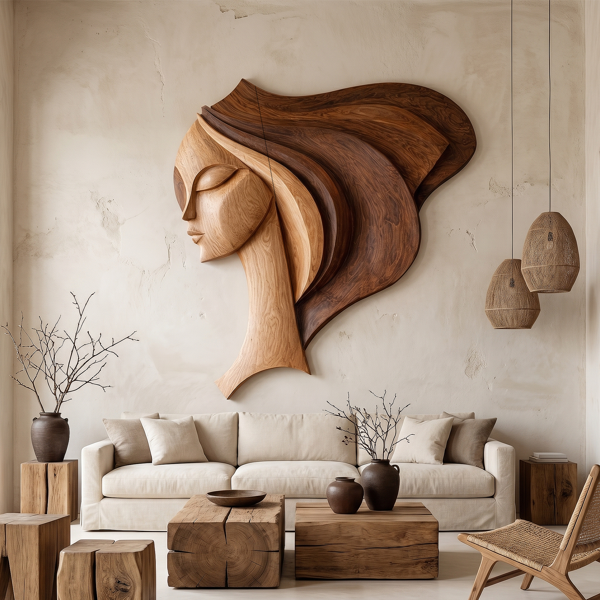 Wall Art Female Face Wall Decor Sculpture For Living Room SINLHAWD068
