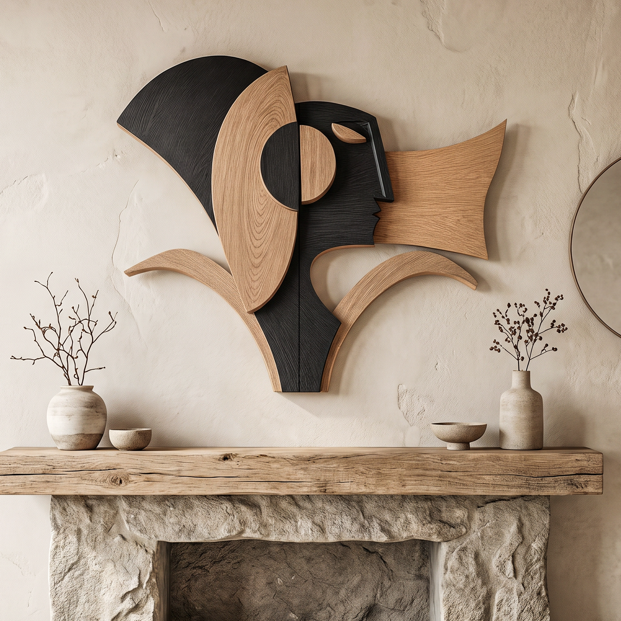 Abstract Geometric Wooden Wall Decor Panel For Living Room And Bedroom SINLHAWD074