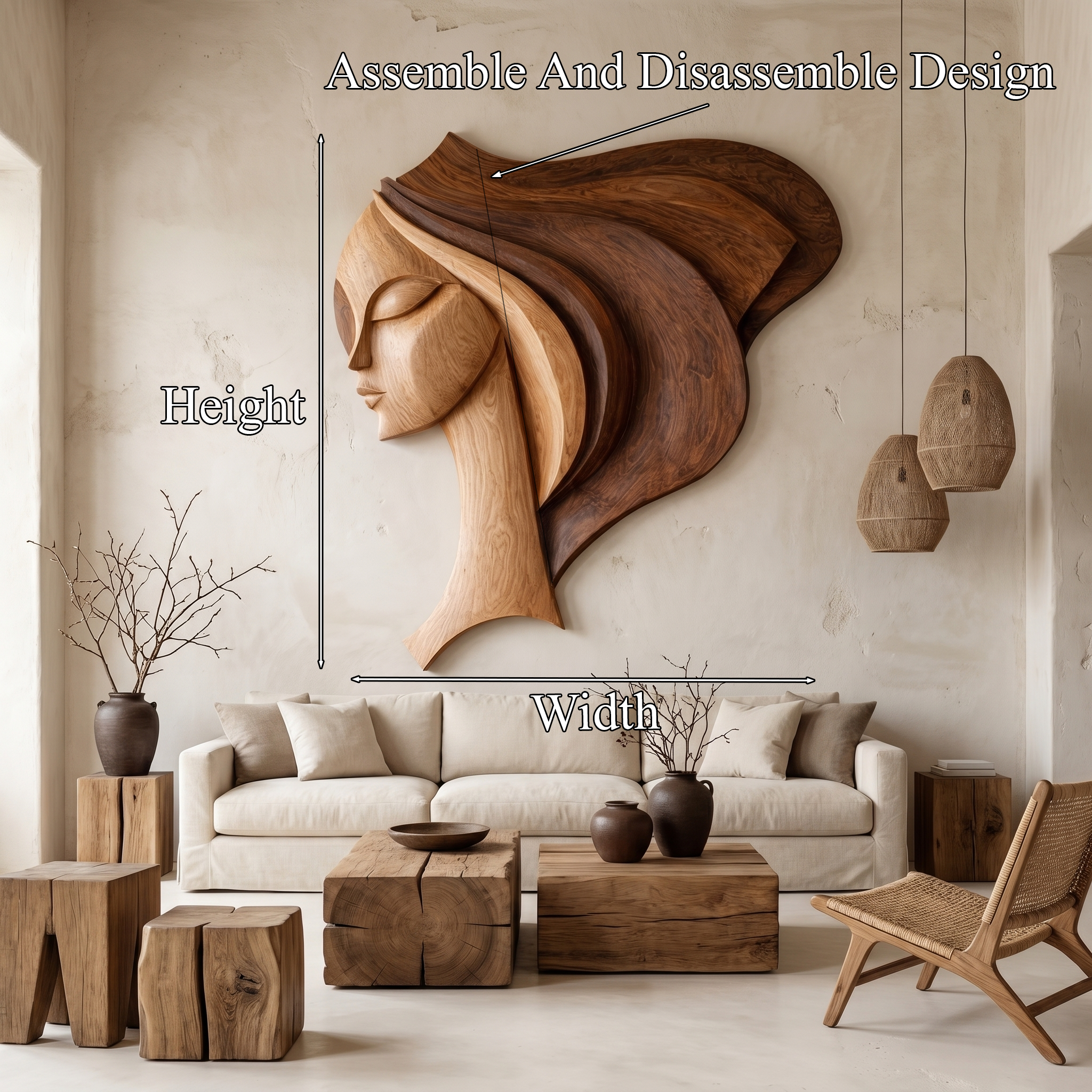 Wall Art Female Face Wall Decor Sculpture For Living Room SINLHAWD068