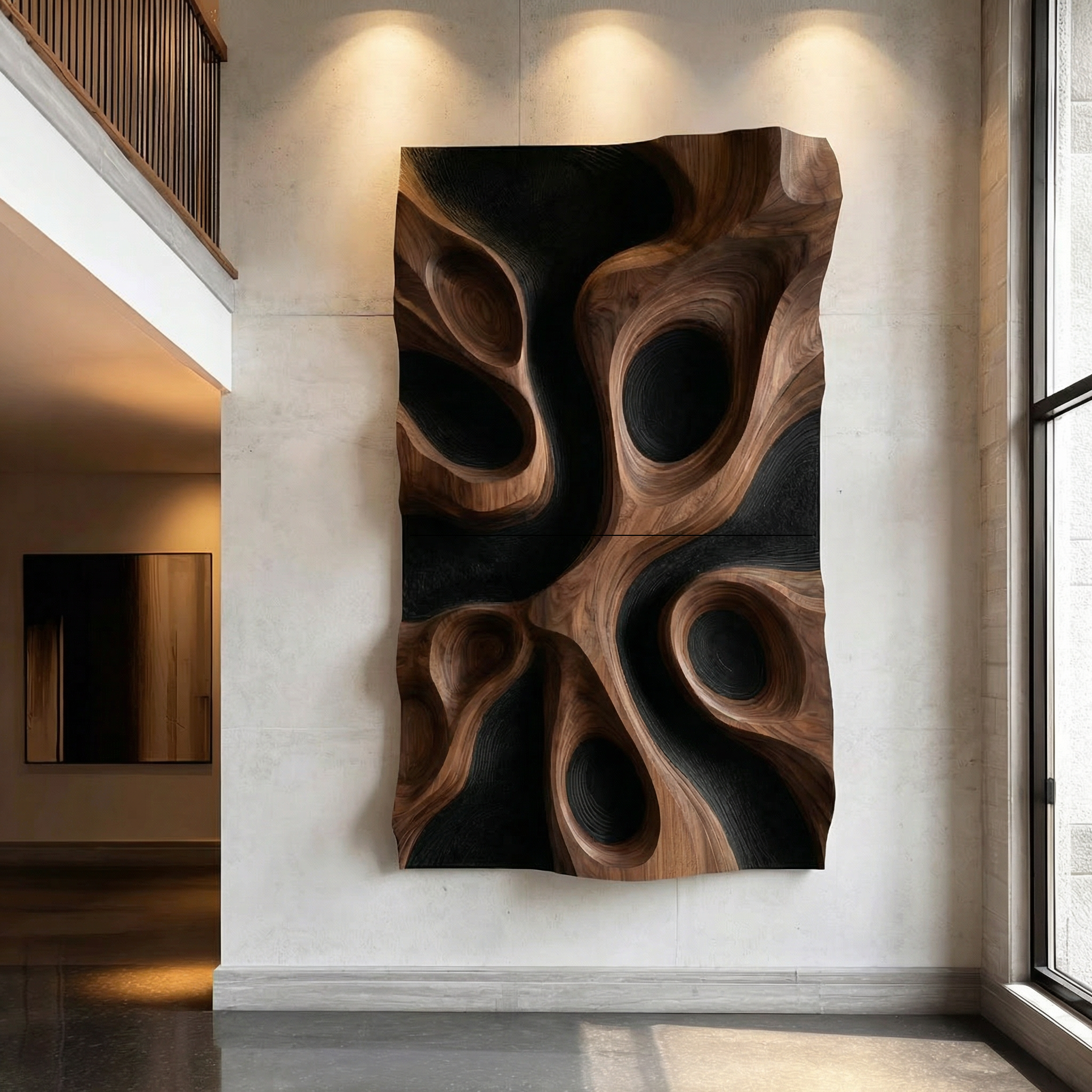 Abstract Organic Hollow Wood Wall Decor Panel For Living Room SINLHAWD067