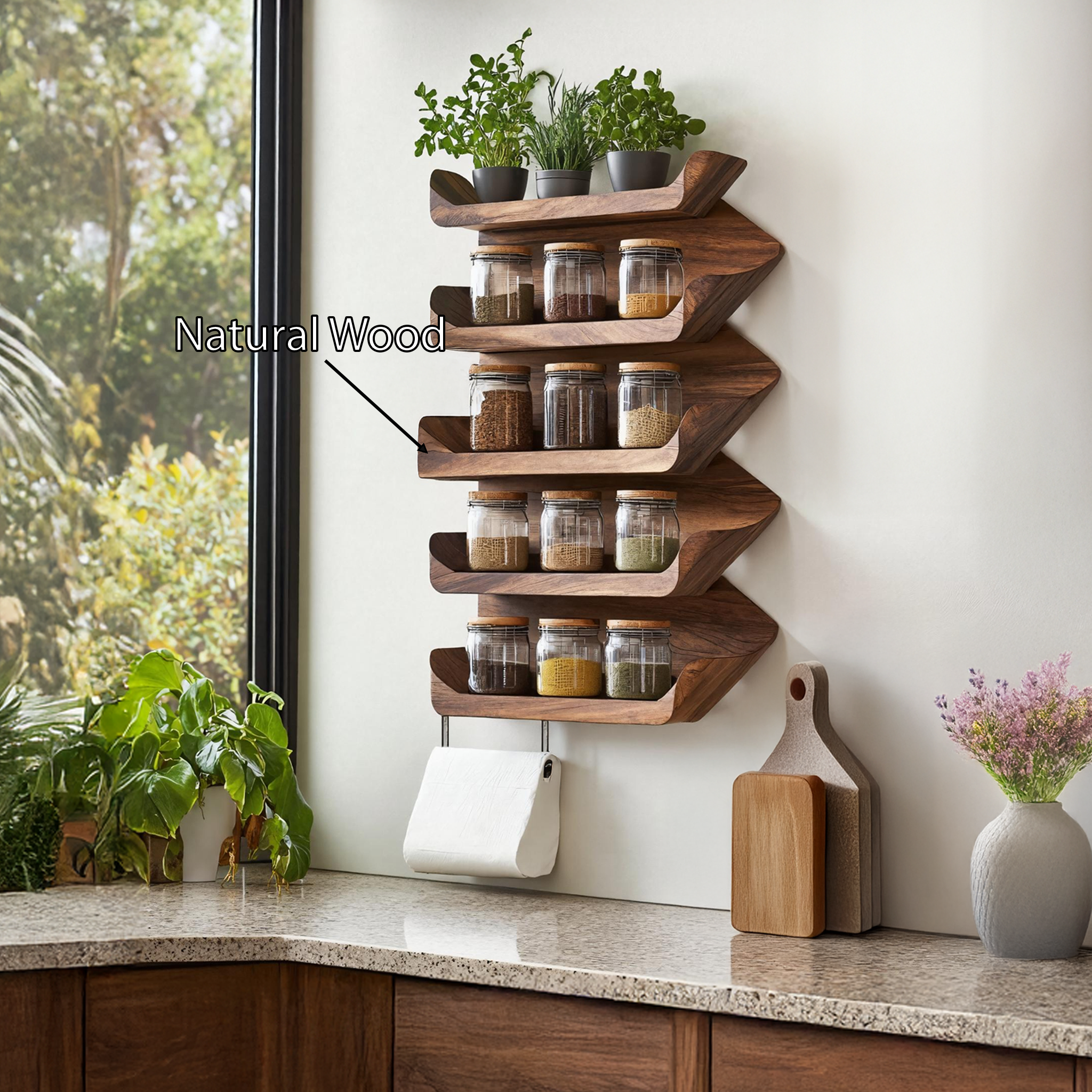 Wooden Spice Rack Mid Century Style For Entryway Design SILDTTRSRS007