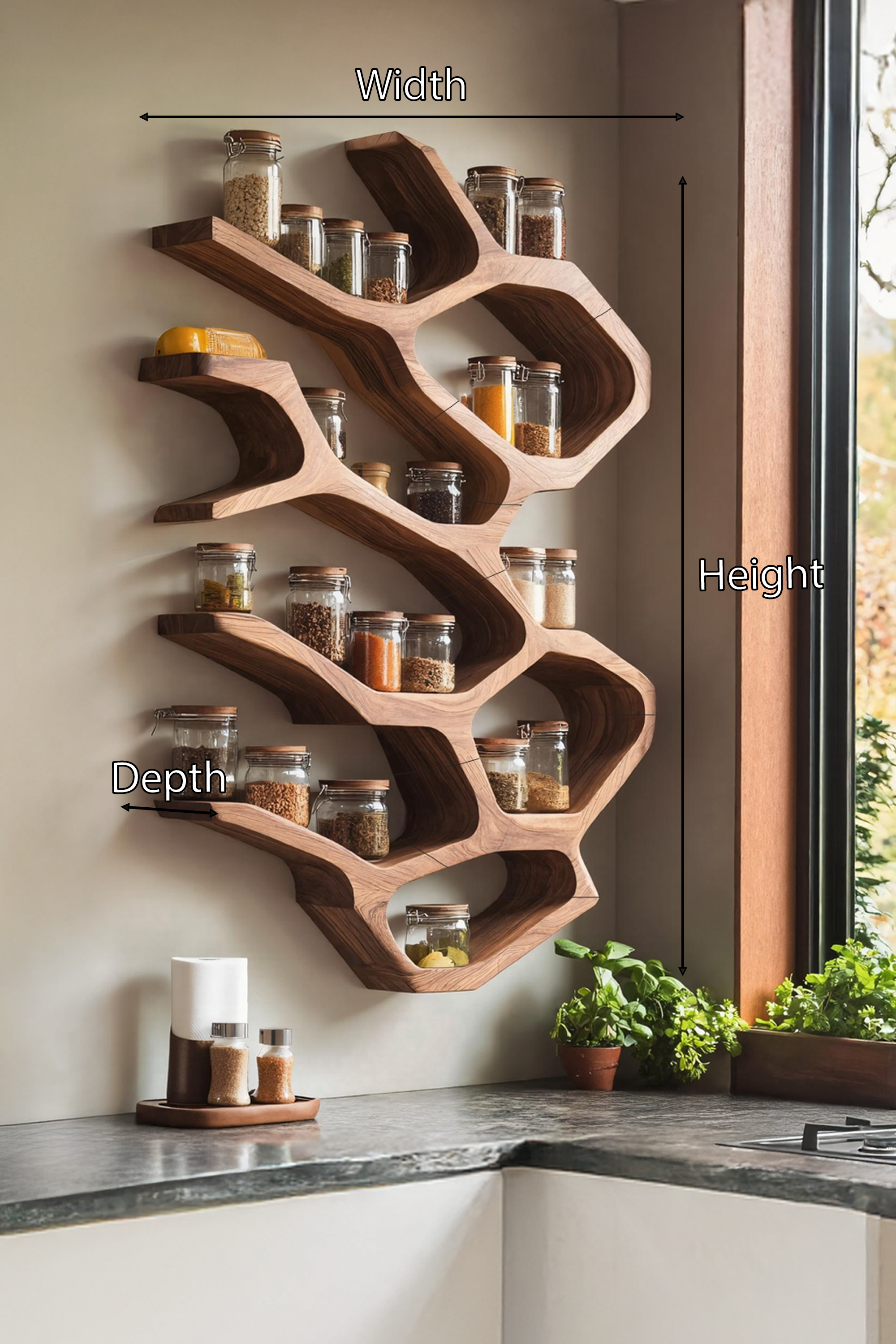 Farmhouse Kitchen Furniture With Wooden Spice Organizer SILDTTRSRS019