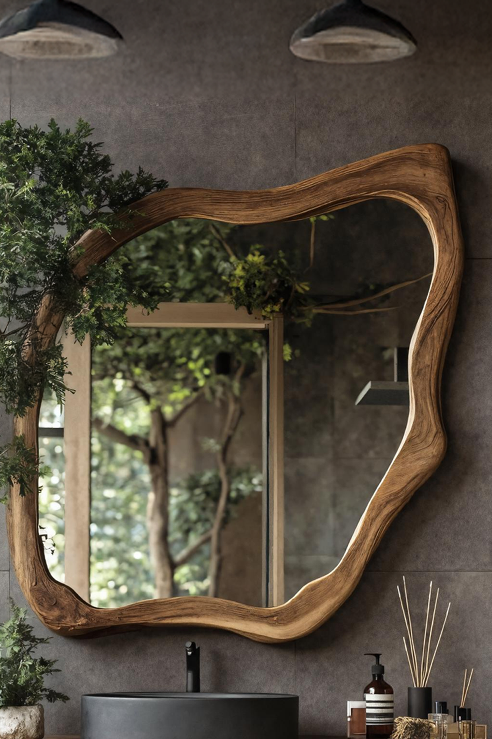 Handcrafted Wooden Mirror For Stylish Bathroom Look SILDTTRMI026