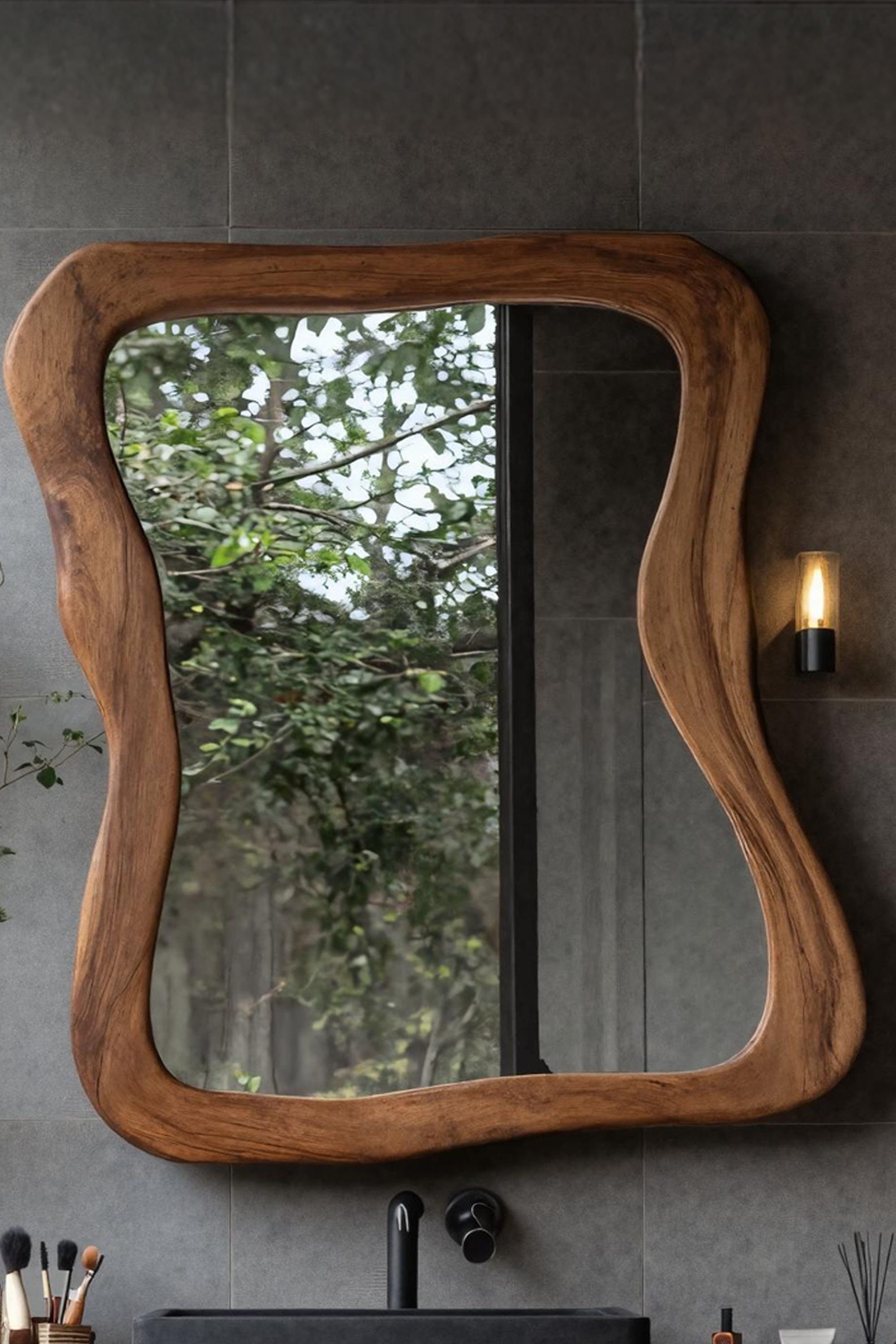 Farmhouse Mirror With Live Edge For Bathroom Decor SILDTTRMI022