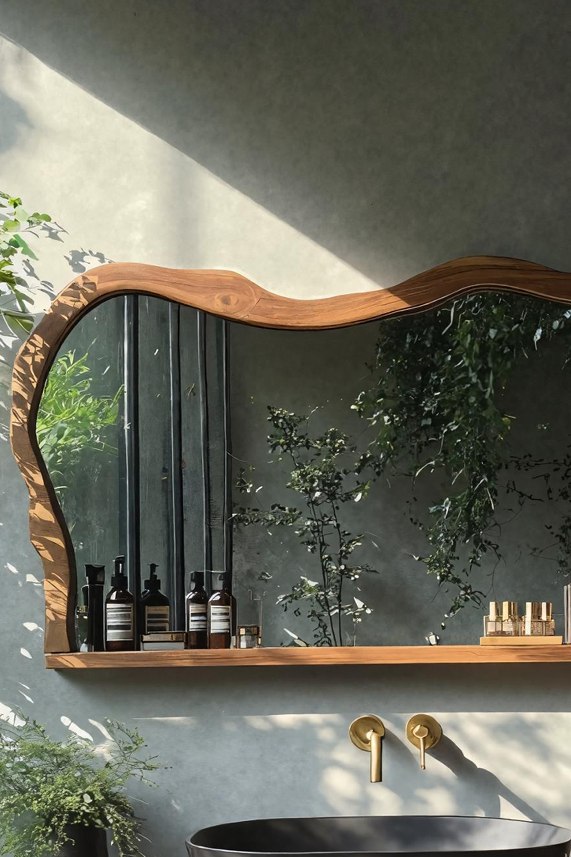 Handcrafted Asymmetrical Wall Mirror For Bathroom Use SILDTTRMI020