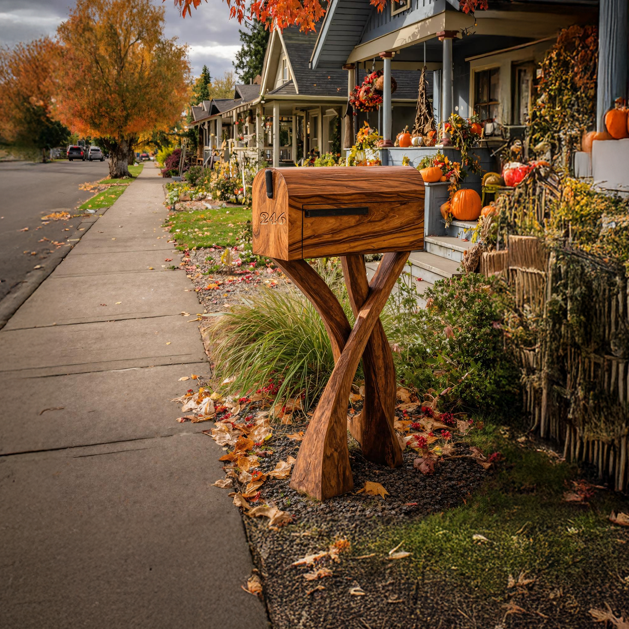 Handcrafted Wooden Sculpture Mailbox For Garden Furniture Accent SILDTTRMB015