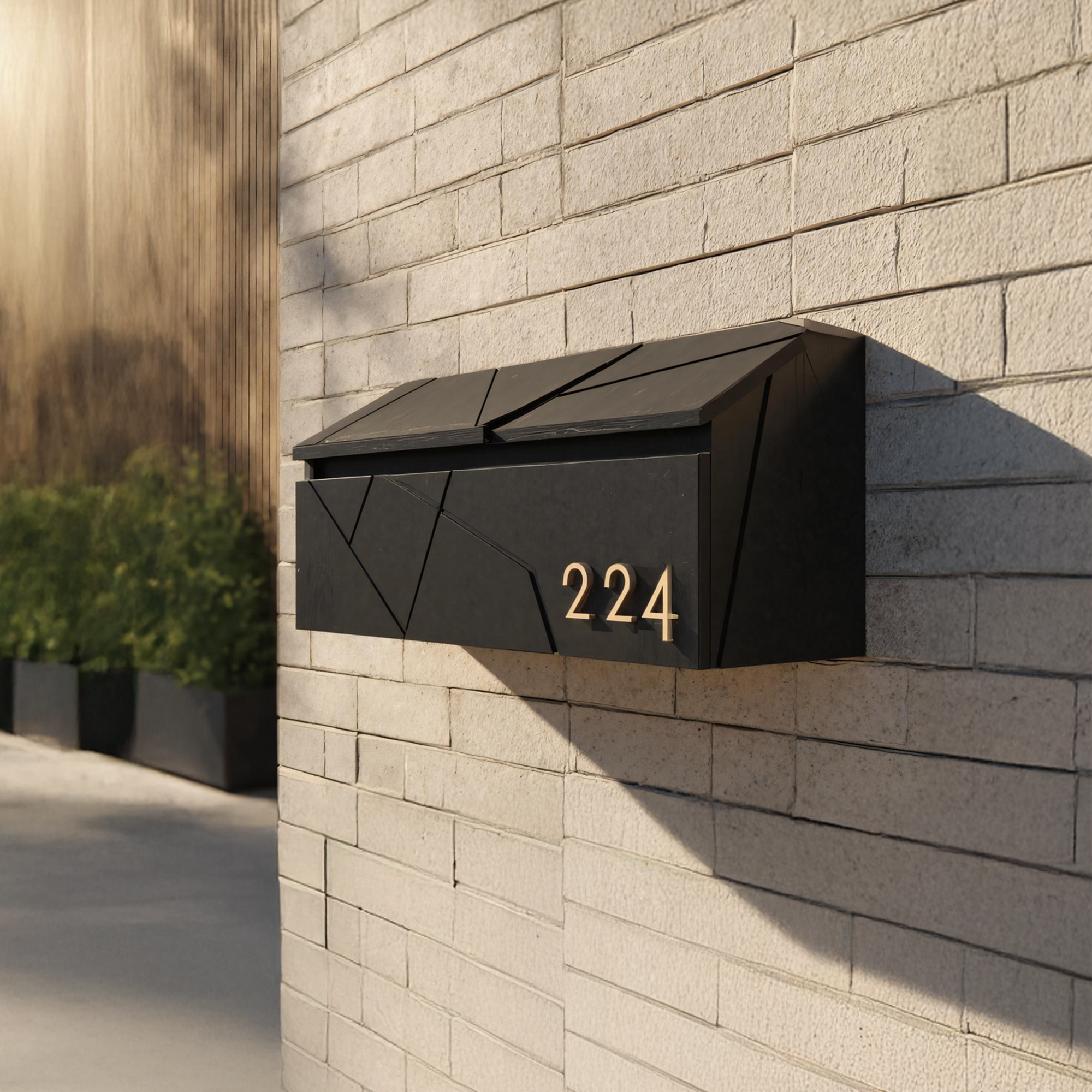 Mid Century Wooden Sculpture Mailbox For Garden Patio Outdoor Accent SILDTTRMB025