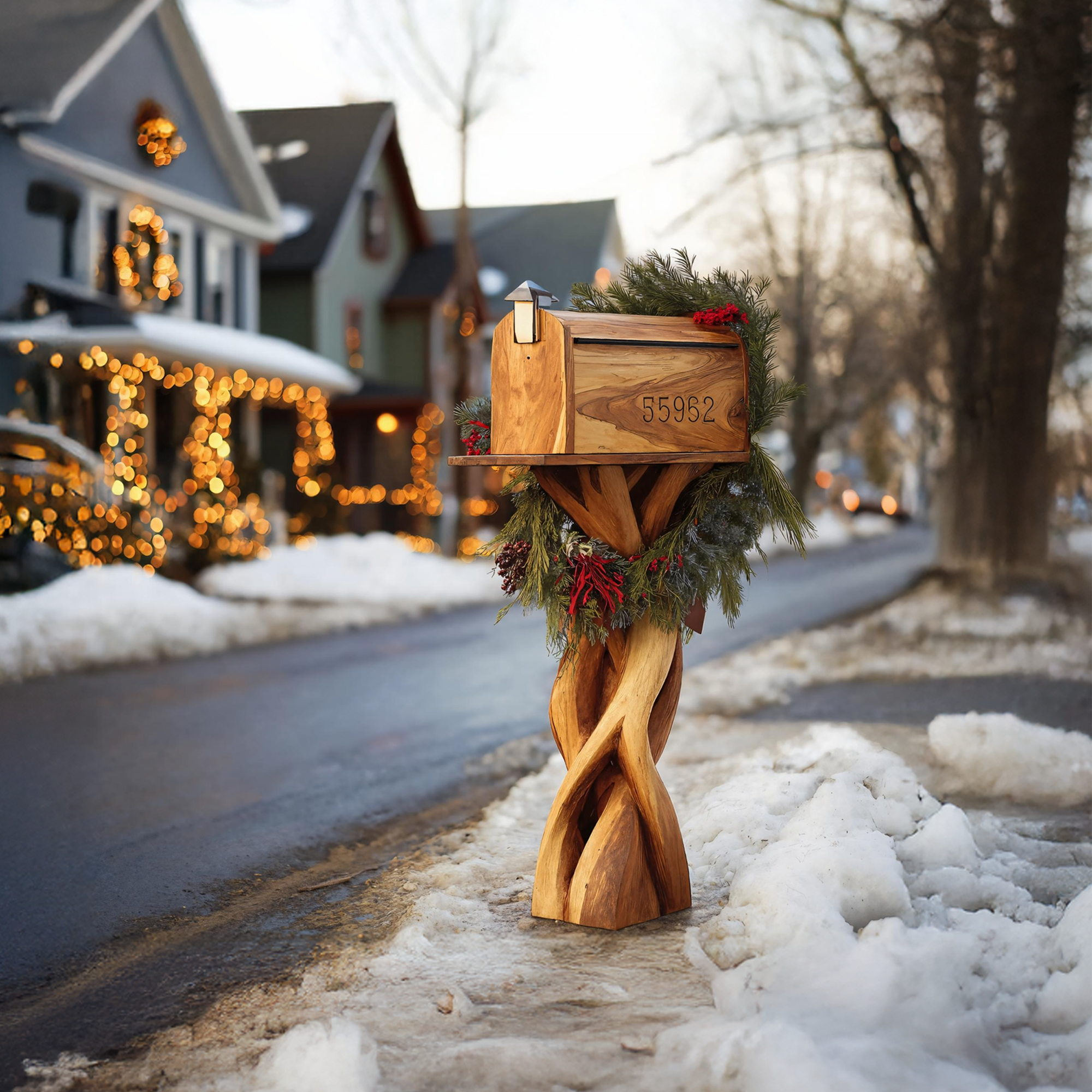 Handcrafted Wooden Sculpture Mailbox For Outdoor Furniture Design SILDTTRMB011