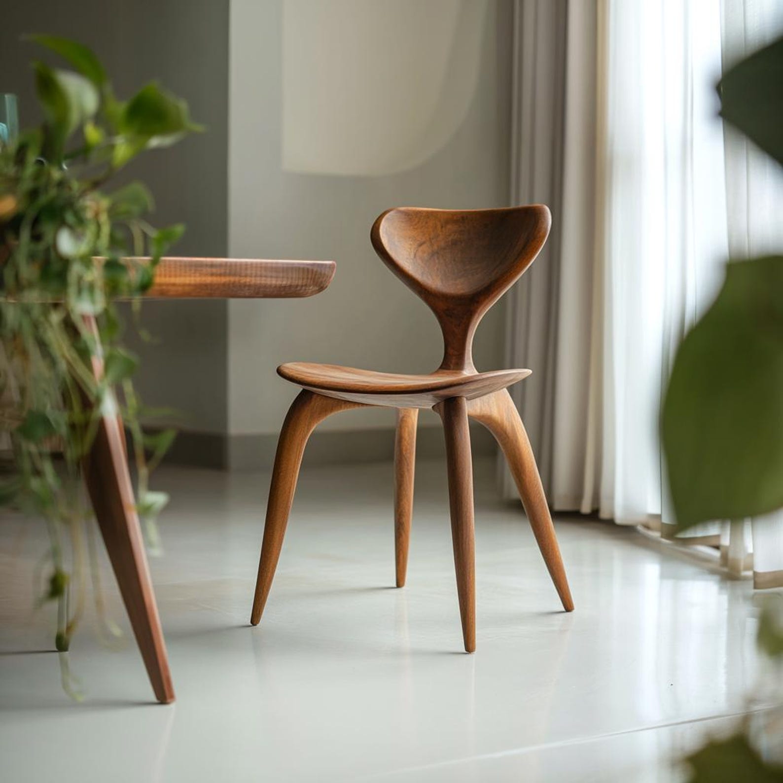 Elegant Sculpted Wooden Chair For Dining Room And Kitchen Counter Spaces SITHCHR002