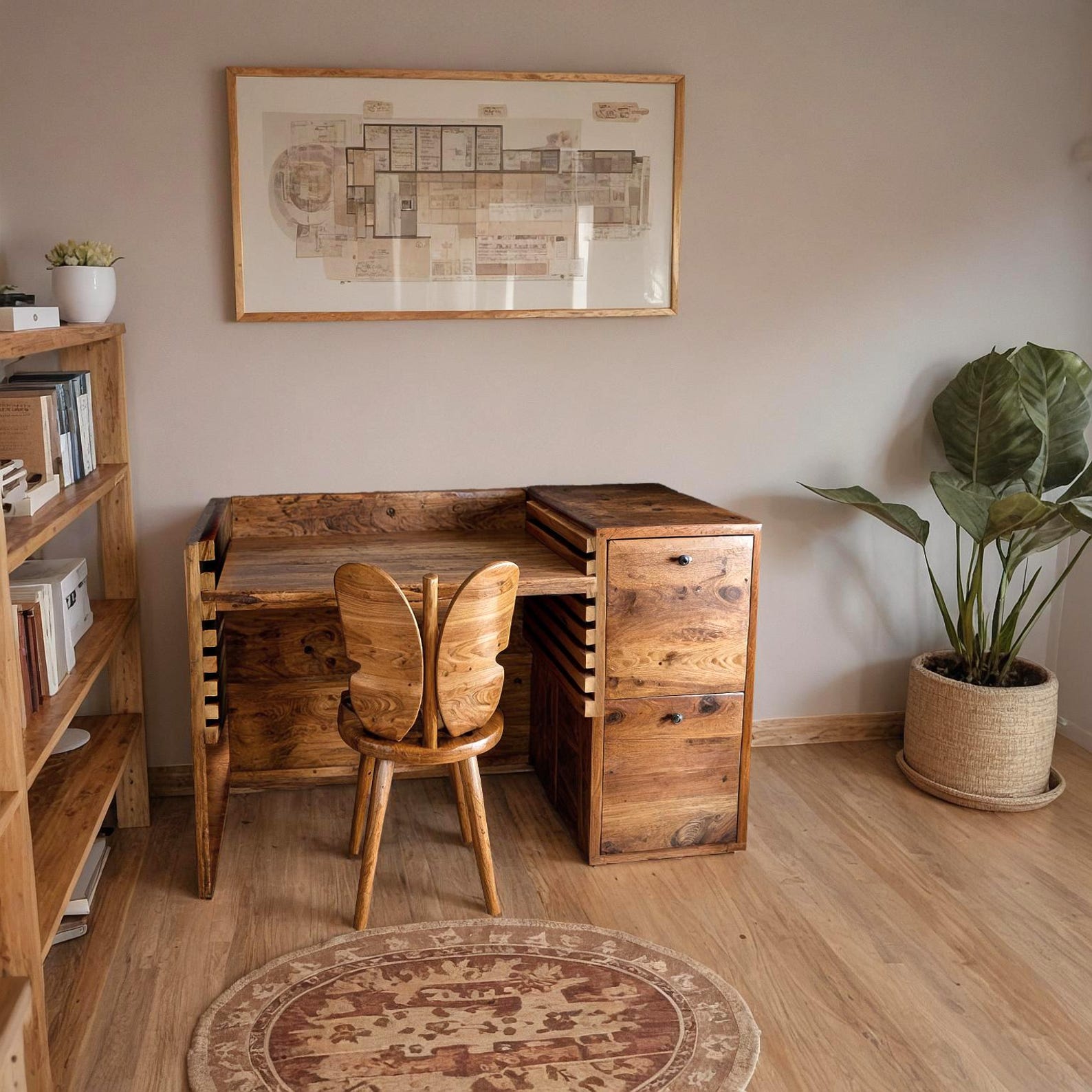 Rustic Adjustable Natural Wood Study Desk For Kids In Playroom Bedroom And Home Office SITHDE005