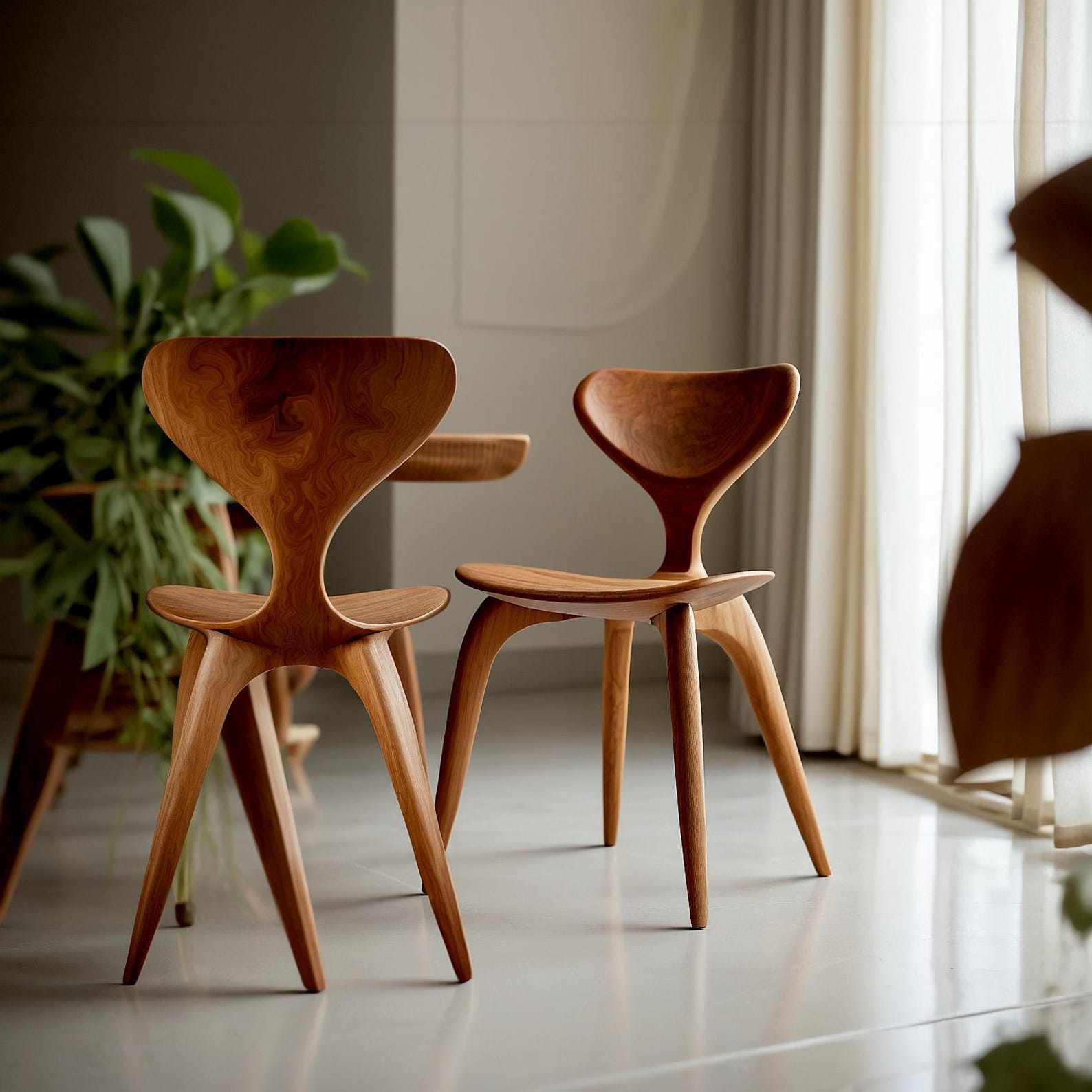 Elegant Sculpted Wooden Chair For Dining Room And Kitchen Counter Spaces SITHCHR002